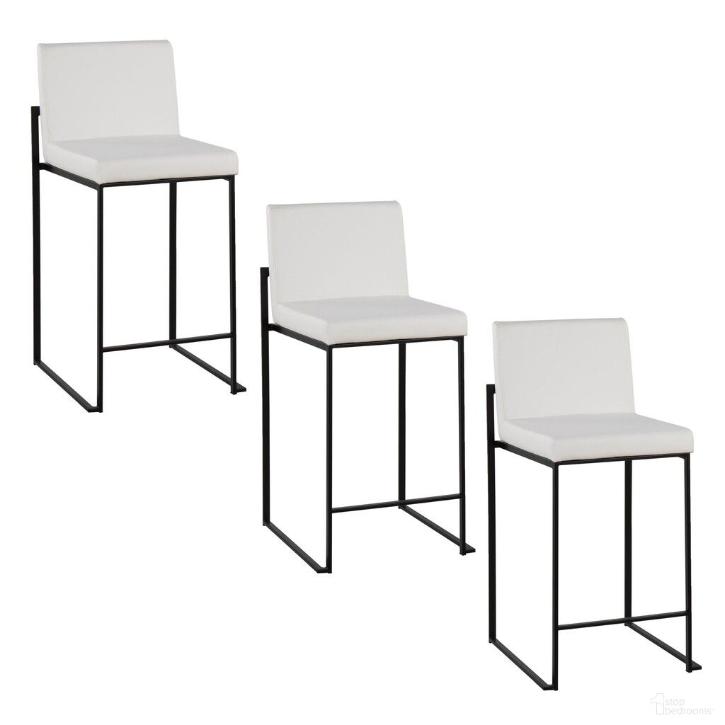 The appearance of Fuji High Back 26 Inch Fixed Height Counter Stool Set of 3 In Black and White designed by Lumisource in the modern / contemporary interior design. This black and white piece of furniture  was selected by 1StopBedrooms from Fuji Collection to add a touch of cosiness and style into your home. Sku: B26-FUJIHBPU BKW3. Material: Foam.
