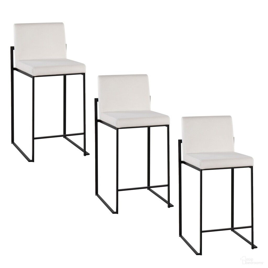 The appearance of Fuji High Back 26 Inch Fixed Height Counter Stool Set of 3 In Black and White designed by Lumisource in the modern / contemporary interior design. This white velvet piece of furniture was selected by 1StopBedrooms from Fuji Collection to add a touch of cosiness and style into your home. Sku: B26-FUJIHBV BKW3. Material: Foam.