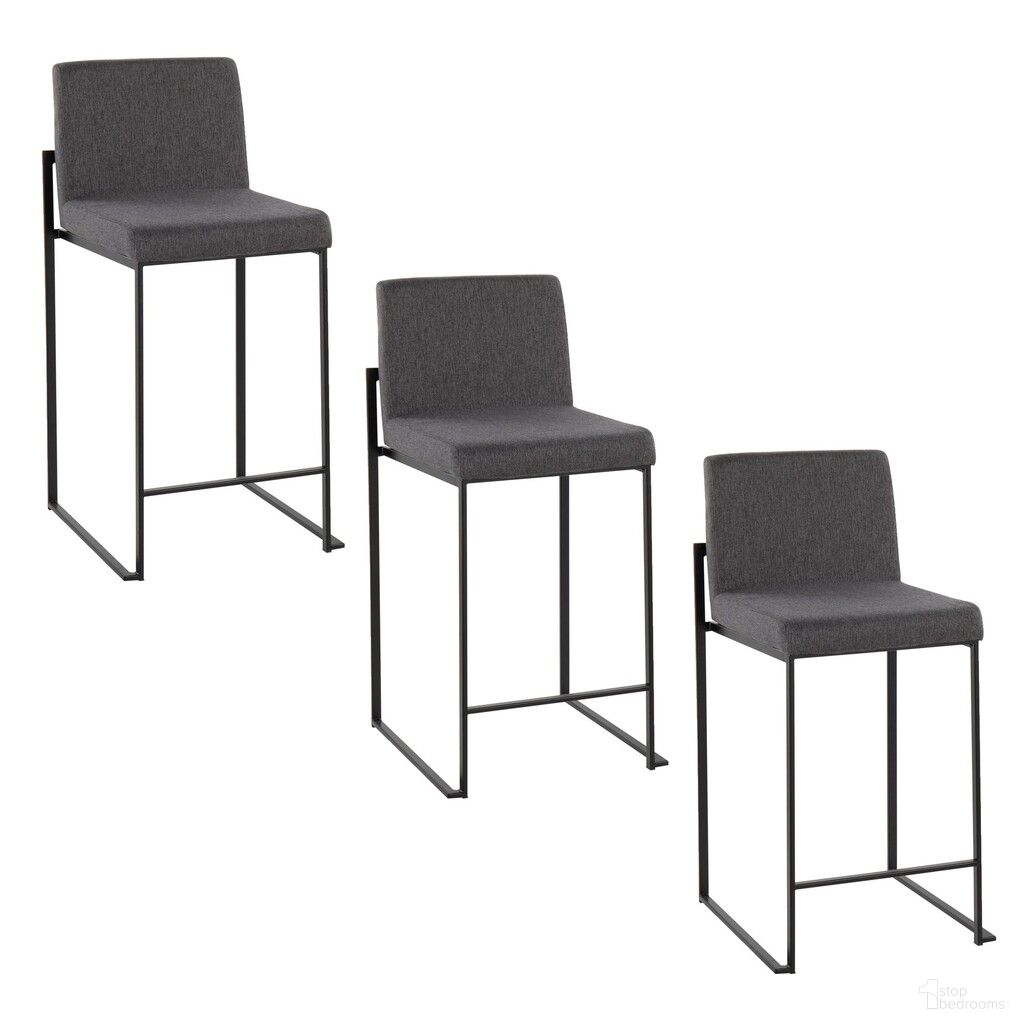 The appearance of Fuji High Back 26 Inch Fixed Height Counter Stool Set of 3 In Black Charcoal designed by Lumisource in the modern / contemporary interior design. This black charcoal piece of furniture was selected by 1StopBedrooms from Fuji Collection to add a touch of cosiness and style into your home. Sku: B26-FUJIHBFB BKCHAR3. Material: Foam.
