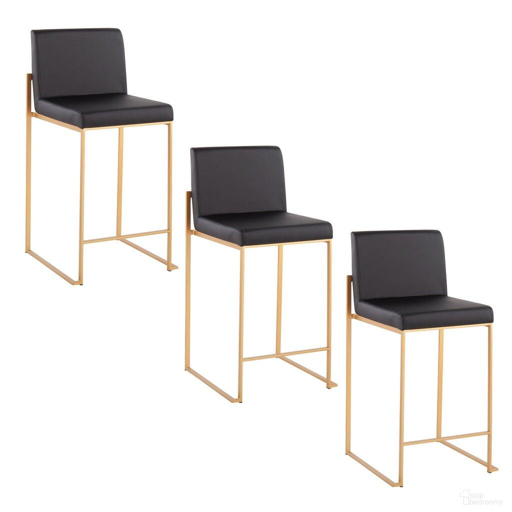 The appearance of Fuji High Back 26 Inch Fixed Height Counter Stool Set of 3 In Gold and Black designed by Lumisource in the modern / contemporary interior design. This gold and black piece of furniture was selected by 1StopBedrooms from Fuji Collection to add a touch of cosiness and style into your home. Sku: B26-FUJIHBPU AUBK3. Material: Foam.