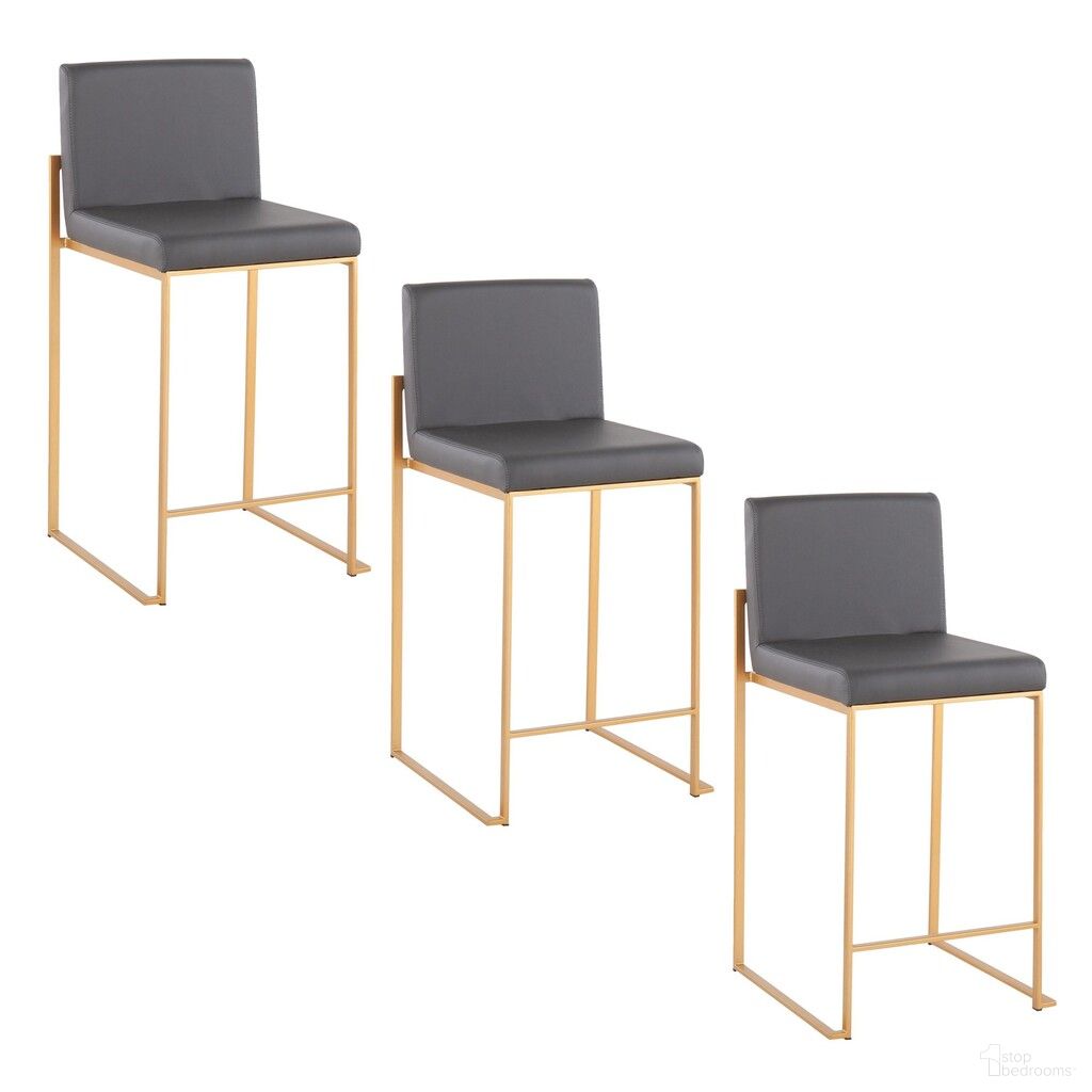 The appearance of Fuji High Back 26 Inch Fixed Height Counter Stool Set of 3 In Grey and Gold designed by Lumisource in the modern / contemporary interior design. This grey and gold piece of furniture was selected by 1StopBedrooms from Fuji Collection to add a touch of cosiness and style into your home. Sku: B26-FUJIHBPU AUGY3. Material: Foam.