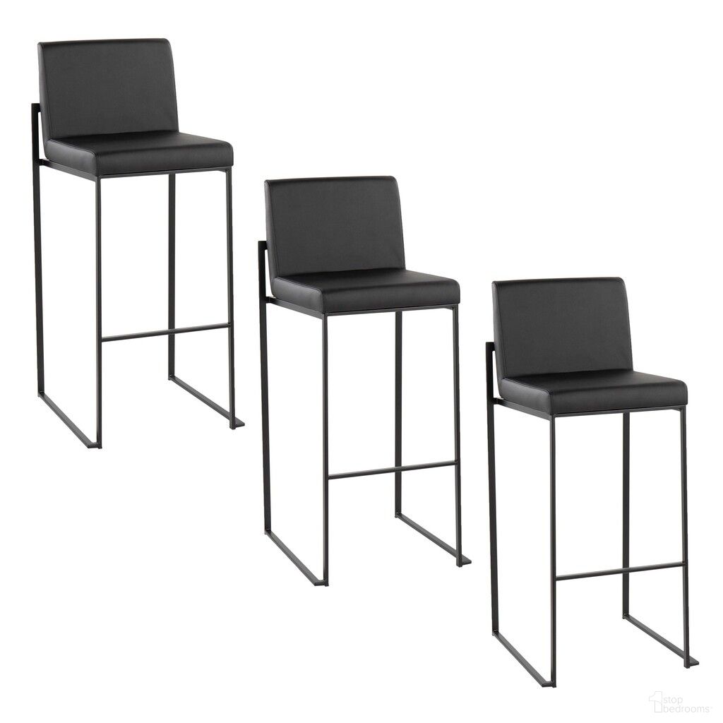 The appearance of Fuji High Back 30 Inch Fixed Height Barstool Set of 3 In Black designed by Lumisource in the modern / contemporary interior design. This black piece of furniture was selected by 1StopBedrooms from Fuji Collection to add a touch of cosiness and style into your home. Sku: B30-FUJIHBPU BKBK3. Material: Foam.