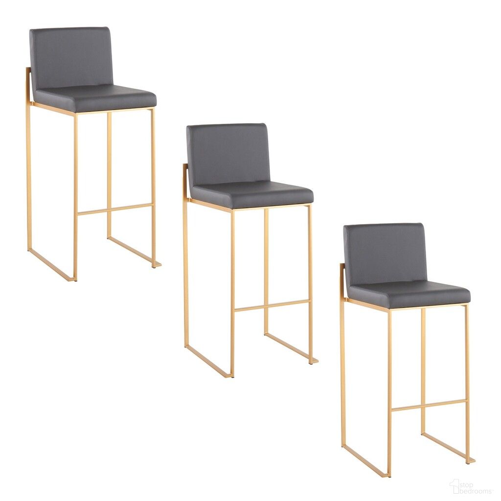 The appearance of Fuji High Back 30 Inch Fixed Height Barstool Set of 3 In Grey and Gold designed by Lumisource in the modern / contemporary interior design. This grey and gold piece of furniture was selected by 1StopBedrooms from Fuji Collection to add a touch of cosiness and style into your home. Sku: B30-FUJIHBPU AUGY3. Material: Foam.