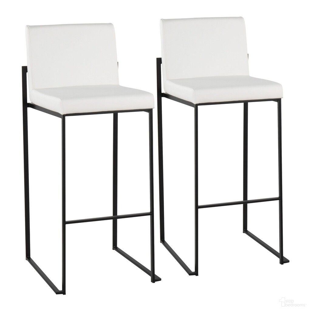 The appearance of Fuji Faux Leather High Back Barstool Set of 2 In Black and White designed by Lumisource in the modern / contemporary interior design. This black and white piece of furniture was selected by 1StopBedrooms from Fuji Collection to add a touch of cosiness and style into your home. Sku: B30-FUJIHB BKW2. Material: Leather.