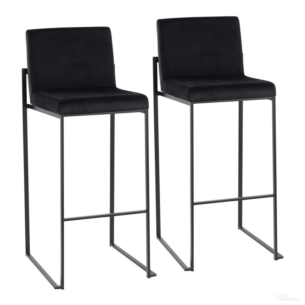 The appearance of Fuji High Back Velvet Barstool Set of 2 In Black designed by Lumisource in the modern / contemporary interior design. This black velvet piece of furniture was selected by 1StopBedrooms from Fuji Collection to add a touch of cosiness and style into your home. Sku: B30-FUJIHB BKVBK2. Material: Velvet.