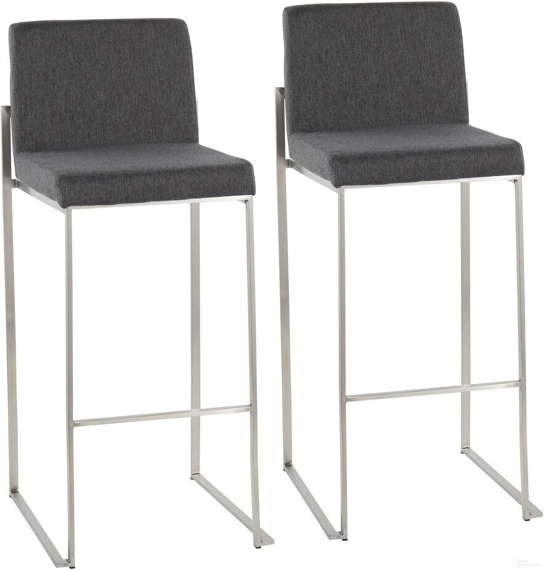 Fuji High Back Barstool Set of 2 In Steel