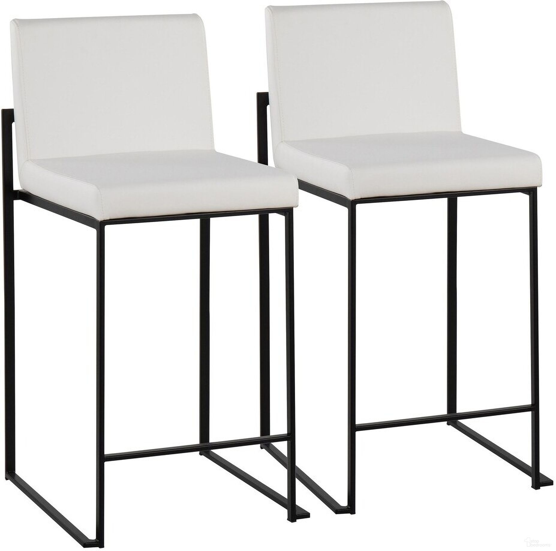 The appearance of Fuji High Back Leather Counter Stool Set of 2 In Black and White designed by Lumisource in the modern / contemporary interior design. This black and white piece of furniture was selected by 1StopBedrooms from Fuji Collection to add a touch of cosiness and style into your home. Sku: B26-FUJIHB BKW2. Material: Leather.