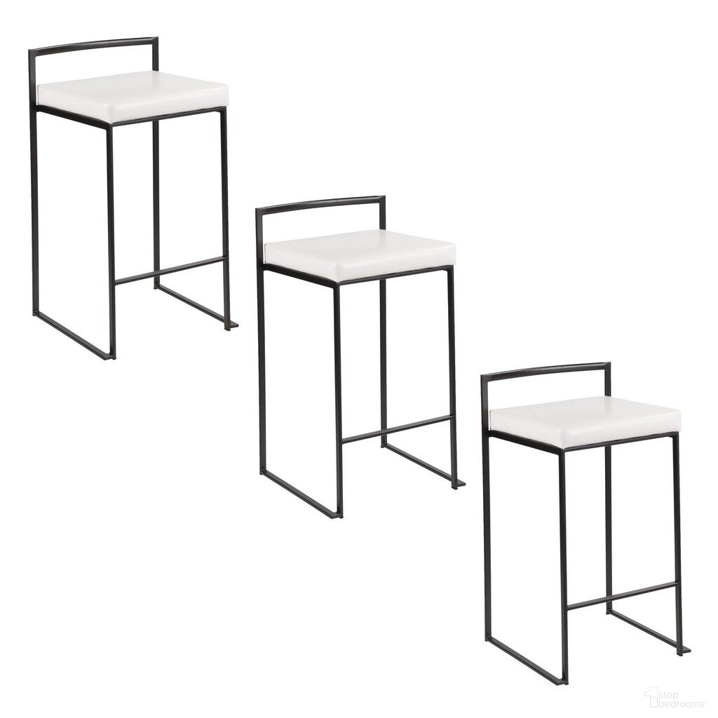 The appearance of Fuji Stacker 26 Inch Fixed Height Counter Stool Set of 3 In Black and White designed by Lumisource in the modern / contemporary interior design. This black and white piece of furniture  was selected by 1StopBedrooms from Fuji Collection to add a touch of cosiness and style into your home. Sku: B26-FUJIPU BKW3. Material: Foam.