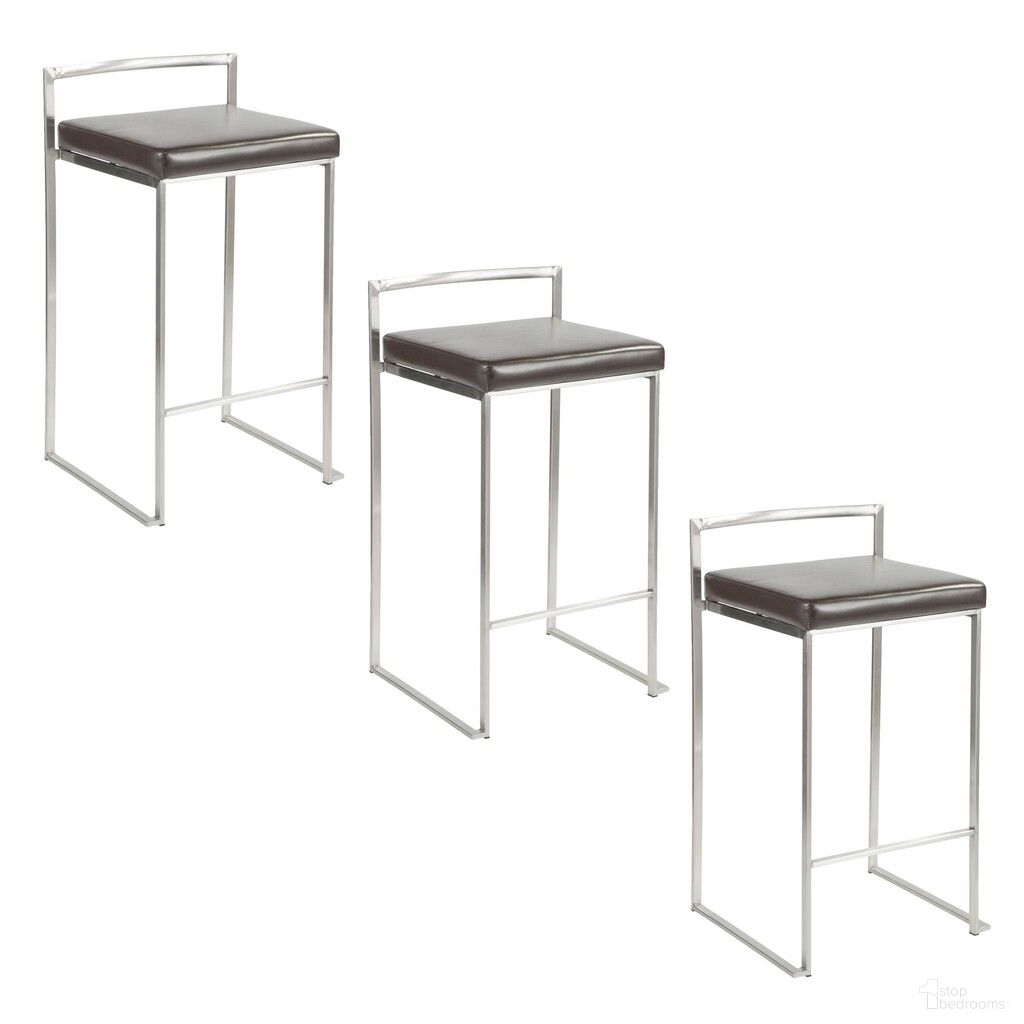 The appearance of Fuji Stacker 26 Inch Fixed Height Counter Stool Set of 3 In Brushed Brown designed by Lumisource in the modern / contemporary interior design. This brushed brown piece of furniture was selected by 1StopBedrooms from Fuji Collection to add a touch of cosiness and style into your home. Sku: B26-FUJIPU SSBN3. Material: Stainless Steel.