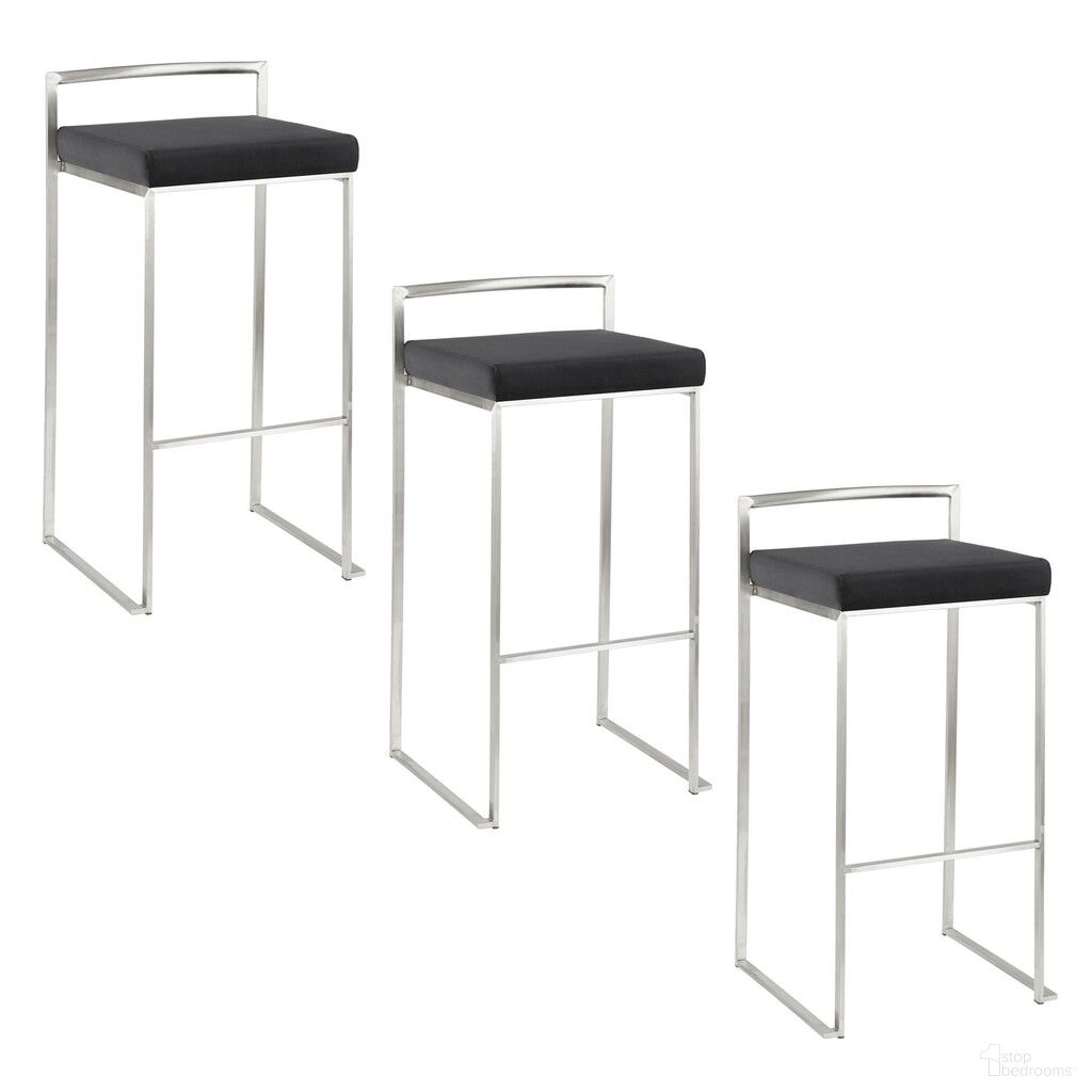 The appearance of Fuji Stacker 30 Inch Fixed Height Barstool Set of 3 In Black and Stainless Steel designed by Lumisource in the modern / contemporary interior design. This black and stainless steel piece of furniture  was selected by 1StopBedrooms from Fuji Collection to add a touch of cosiness and style into your home. Sku: B30-FUJIPU SSBK3. Material: Foam.