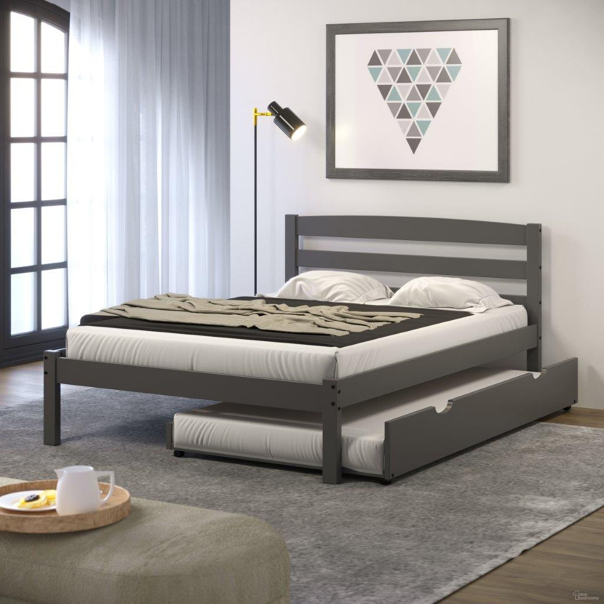 Full Econo Bed With Trundle In Dark Grey Finish
