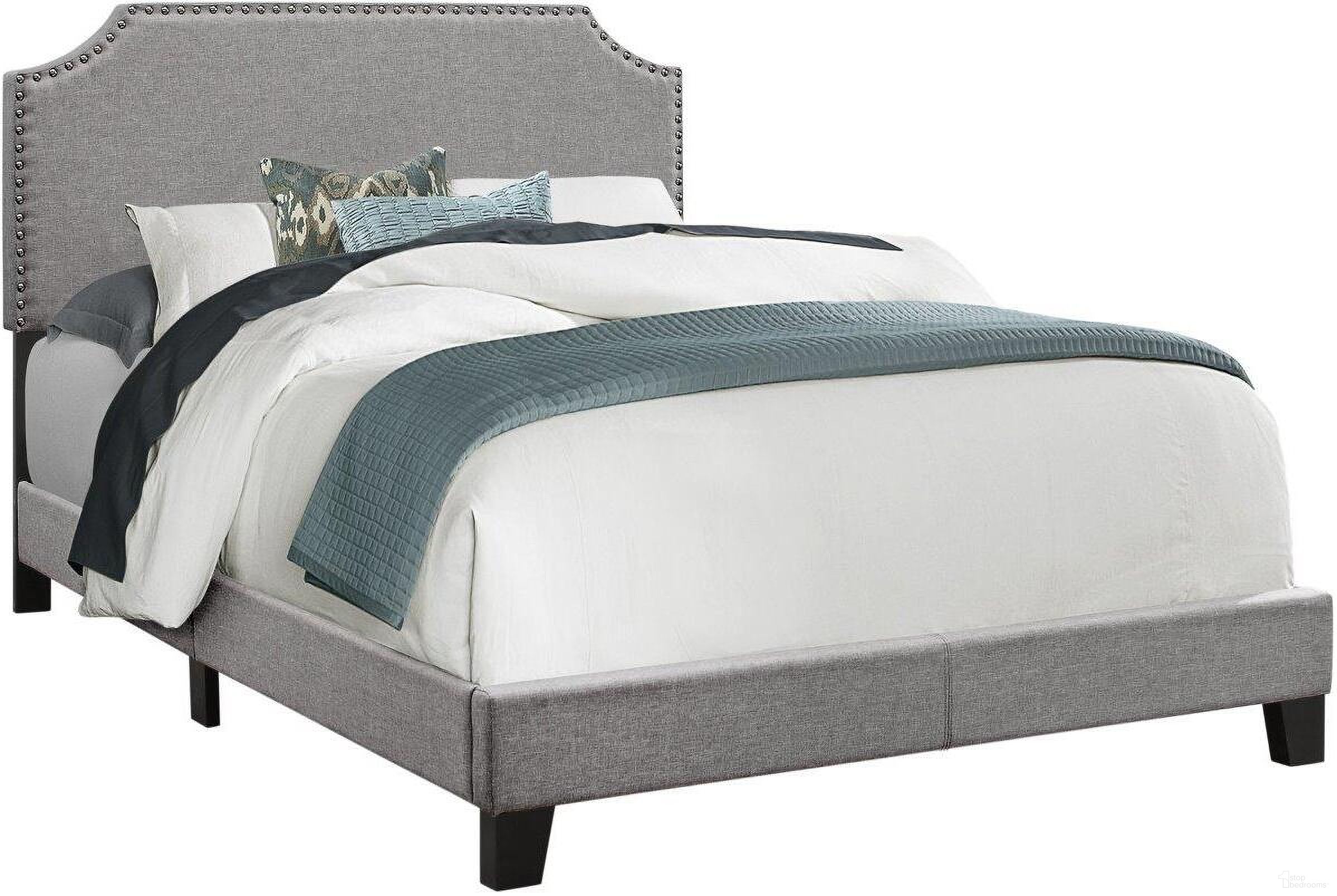 The appearance of Full Size Bed In Grey Linen With Chrome Trim designed by Monarch Specialties in the transitional interior design. This grey piece of furniture was selected by 1StopBedrooms from to add a touch of cosiness and style into your home. Sku: I 5925F. Bed Type: Panel Bed. Material: Wood. Bed Size: Full.
