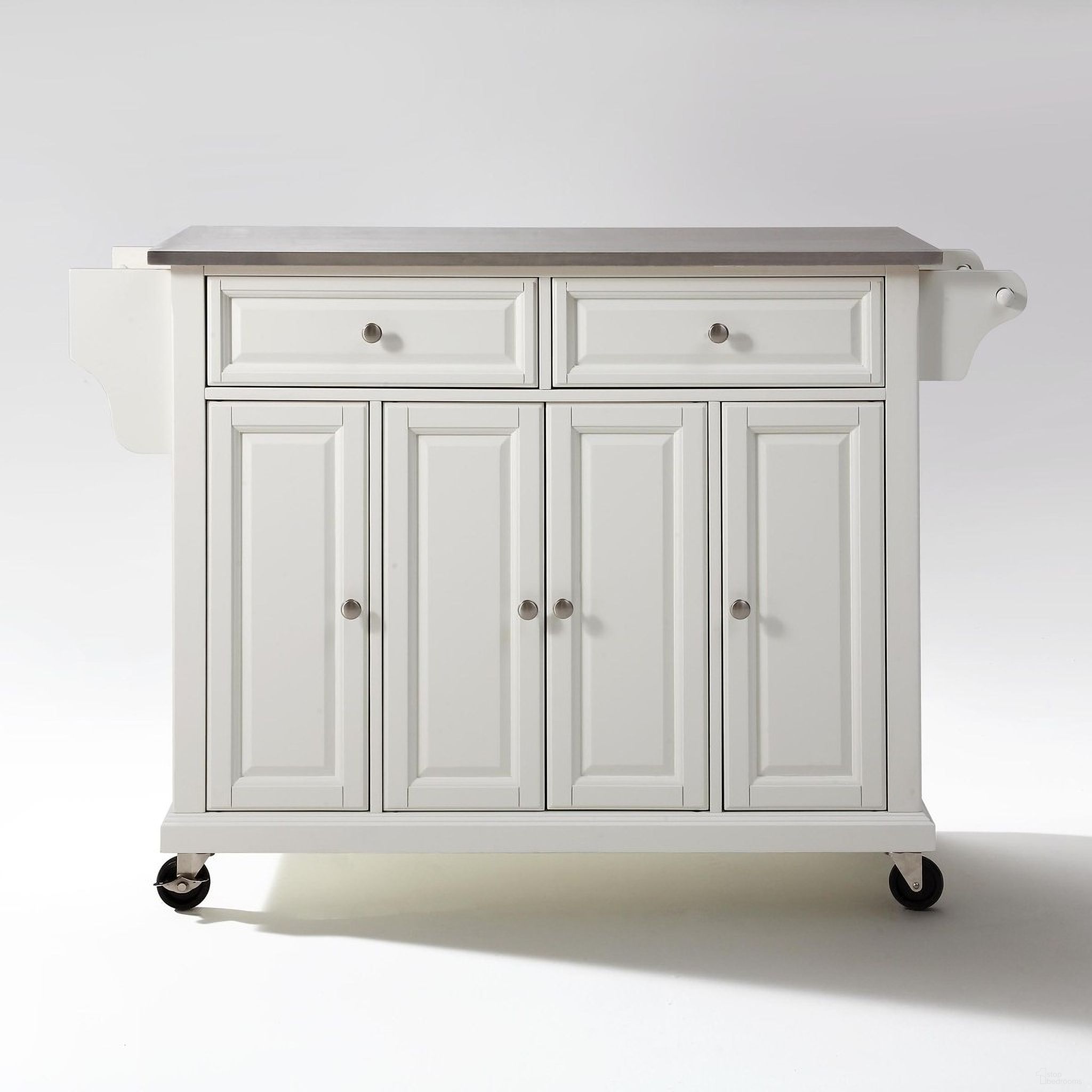 Full Size Stainless Steel Top Kitchen Cart In White
