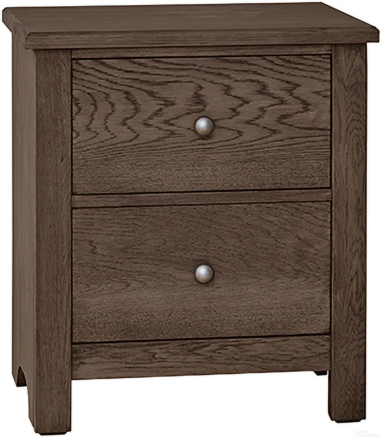 The appearance of Fundamentals 2 Drawer Nightstand In Grey designed by Vaughan Bassett in the transitional interior design. This grey piece of furniture  was selected by 1StopBedrooms from Fundamentals Collection to add a touch of cosiness and style into your home. Sku: 11-226. Material: Wood.