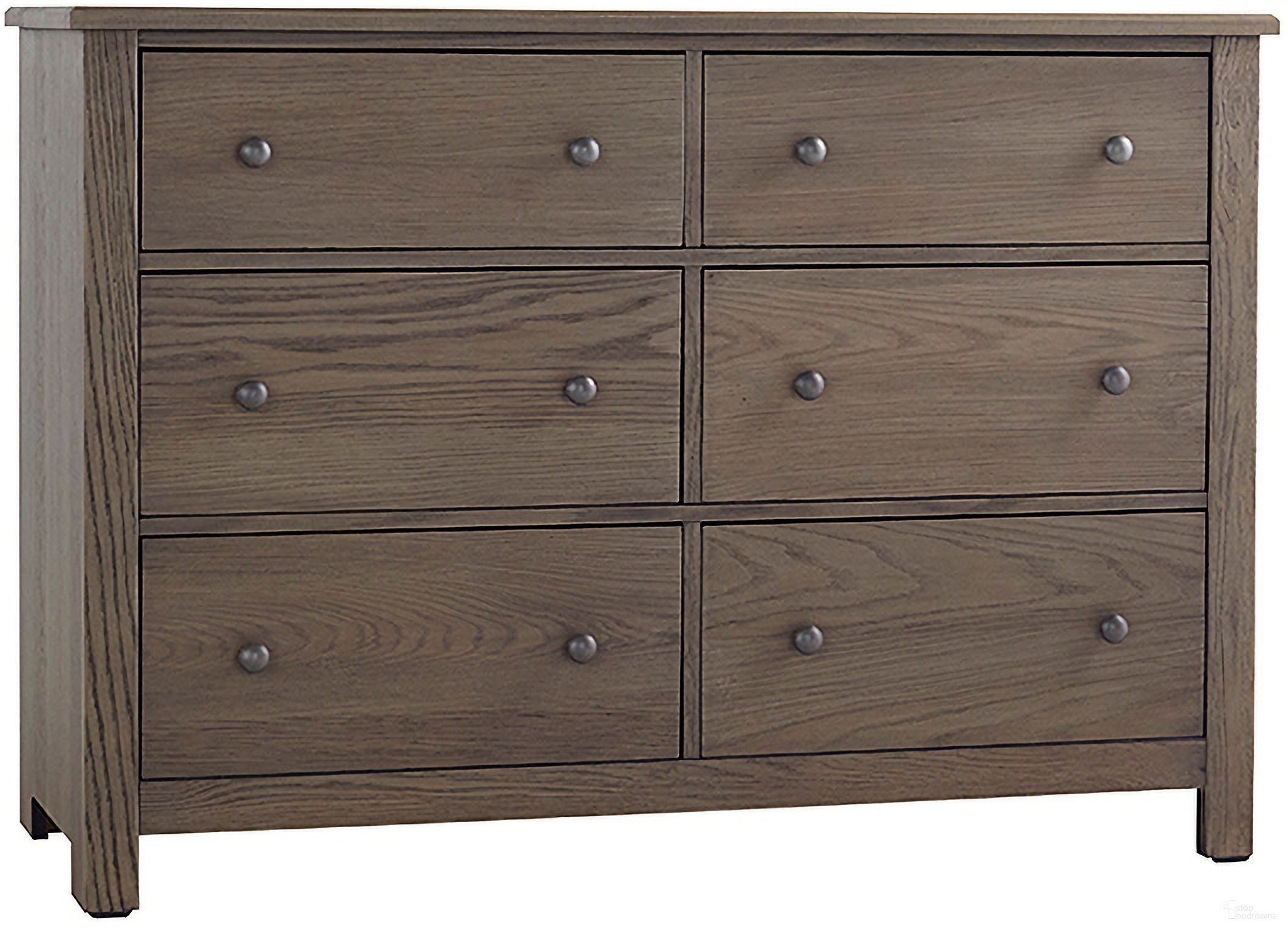 The appearance of Fundamentals 6 Drawer Dresser In Grey designed by Vaughan Bassett in the transitional interior design. This grey piece of furniture was selected by 1StopBedrooms from Fundamentals Collection to add a touch of cosiness and style into your home. Sku: 11-002. Material: Wood.