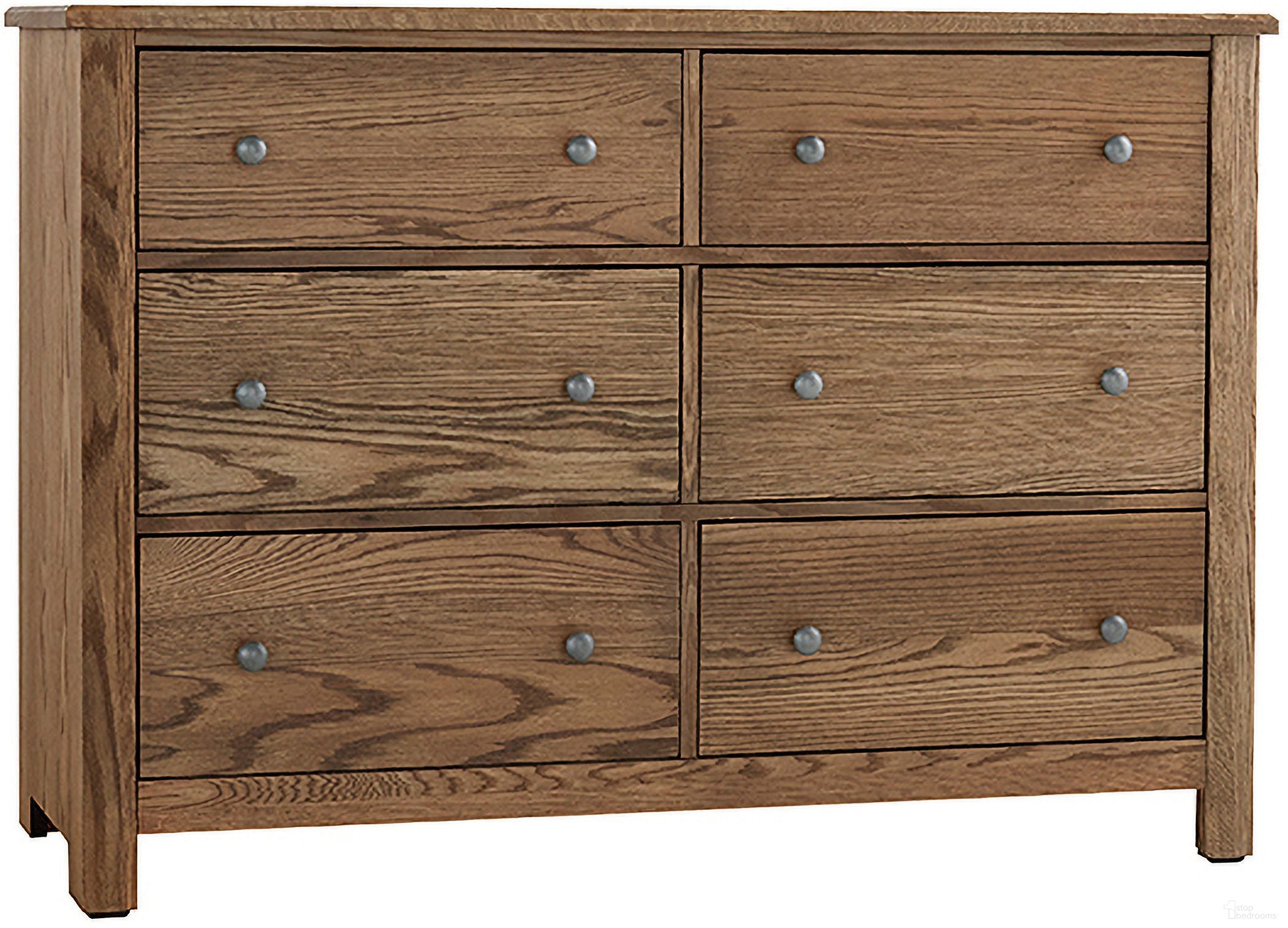 The appearance of Fundamentals 6 Drawer Dresser In Natural designed by Vaughan Bassett in the transitional interior design. This natural piece of furniture was selected by 1StopBedrooms from Fundamentals Collection to add a touch of cosiness and style into your home. Sku: 12-002. Material: Wood.