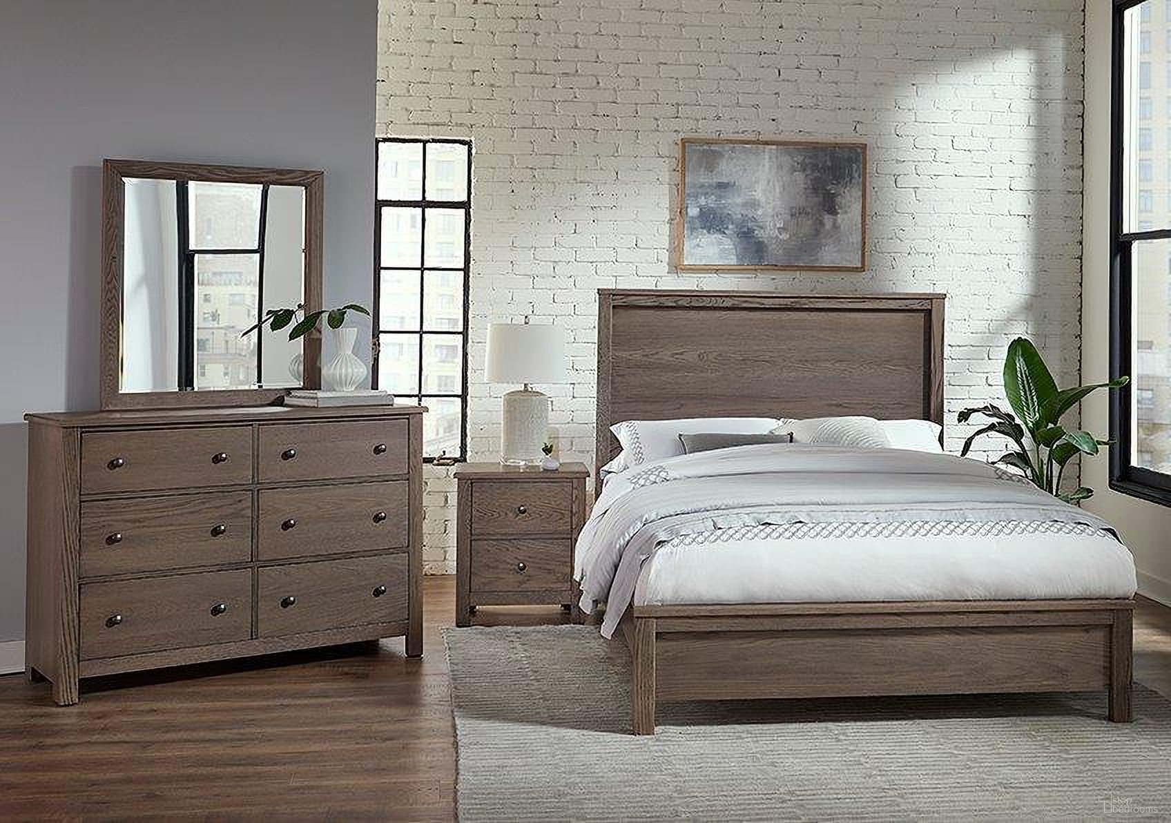 The appearance of Fundamentals Bedroom Set In Grey designed by Vaughan Bassett in the modern / contemporary interior design. This grey piece of furniture  was selected by 1StopBedrooms from Fundamentals Collection to add a touch of cosiness and style into your home. Sku: 11-551;11-155;11-922;11-226. Bed Type: Panel Bed. Material: Wood. Bed Size: Queen.