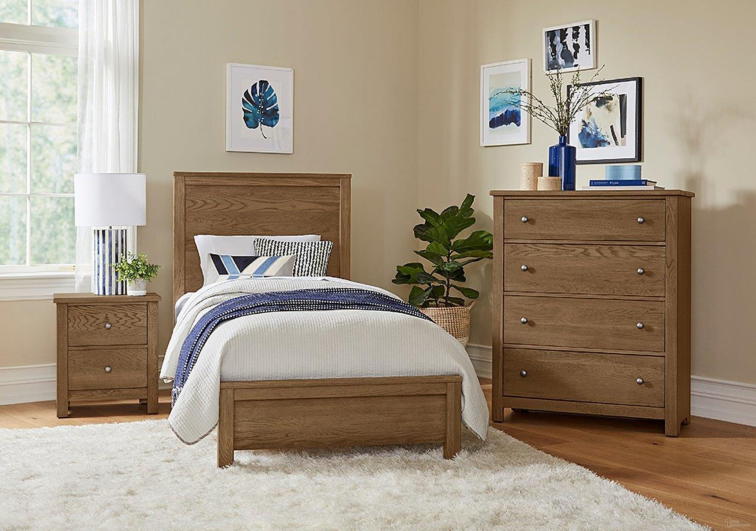The appearance of Fundamentals Youth Bedroom Set In Natural designed by Vaughan Bassett in the modern / contemporary interior design. This natural piece of furniture was selected by 1StopBedrooms from Fundamentals Collection to add a touch of cosiness and style into your home. Sku: 12-331;12-133;12-900;12-226. Bed Type: Panel Bed. Material: Wood. Bed Size: Twin.