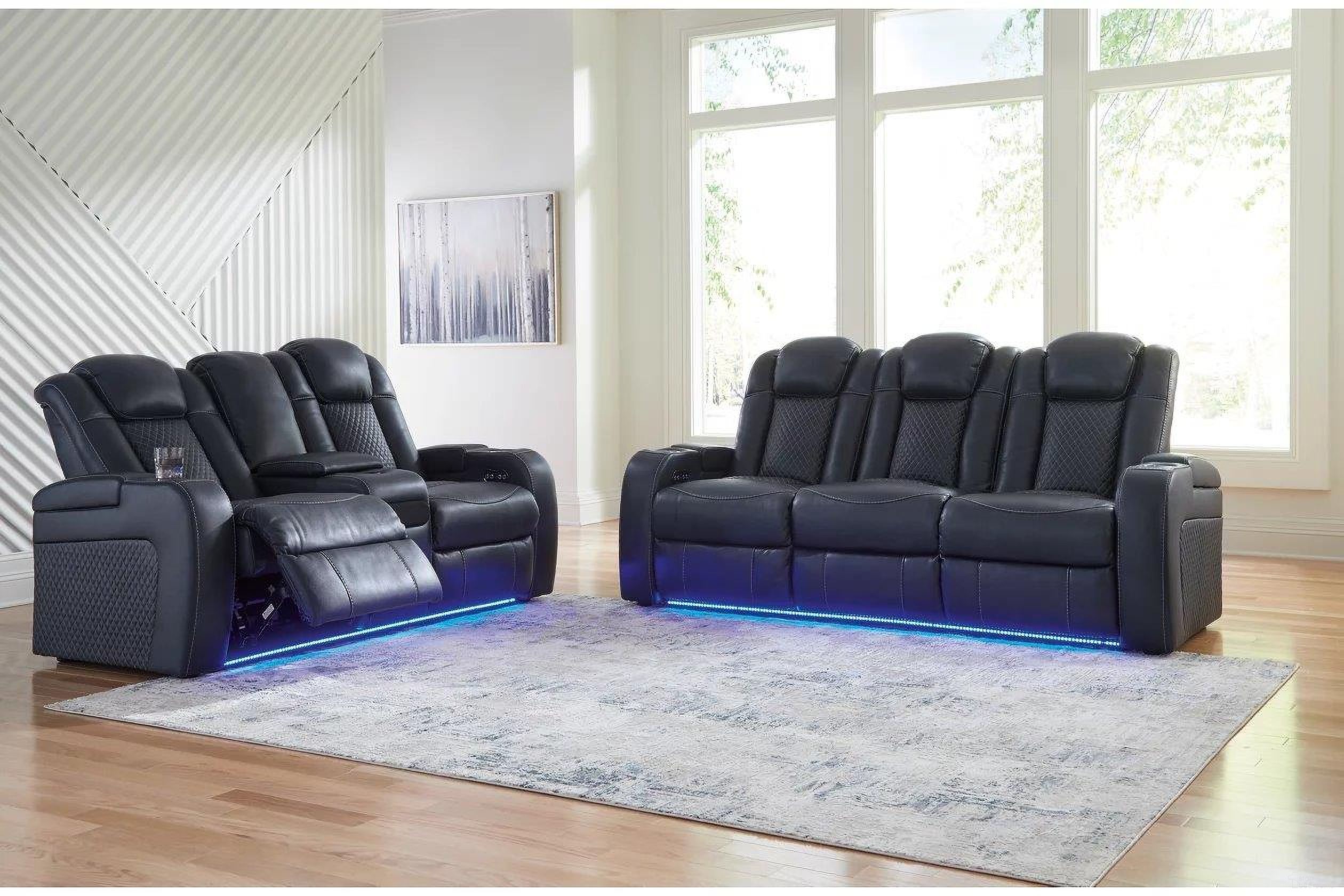 The appearance of Fyne-Dyme Power Reclining Living Room Set In Sapphire designed by Signature Design by Ashley in the modern / contemporary interior design. This sapphire piece of furniture was selected by 1StopBedrooms from Fyne-Dyme Collection to add a touch of cosiness and style into your home. Sku: 3660315;3660318. Material: Fabric.