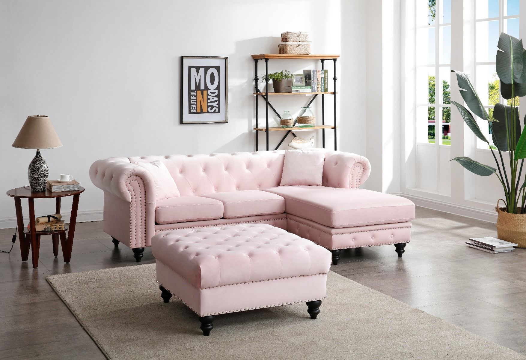 The appearance of Glory Furniture Nola Sofa Chaise, Pink designed by Glory in the modern / contemporary interior design. This pink piece of furniture was selected by 1StopBedrooms from Nola Collection to add a touch of cosiness and style into your home. Sku: G0354B-SC Box 1;G0354B-SC Box 2;G0354B-SC Box 3. Material: Wood.