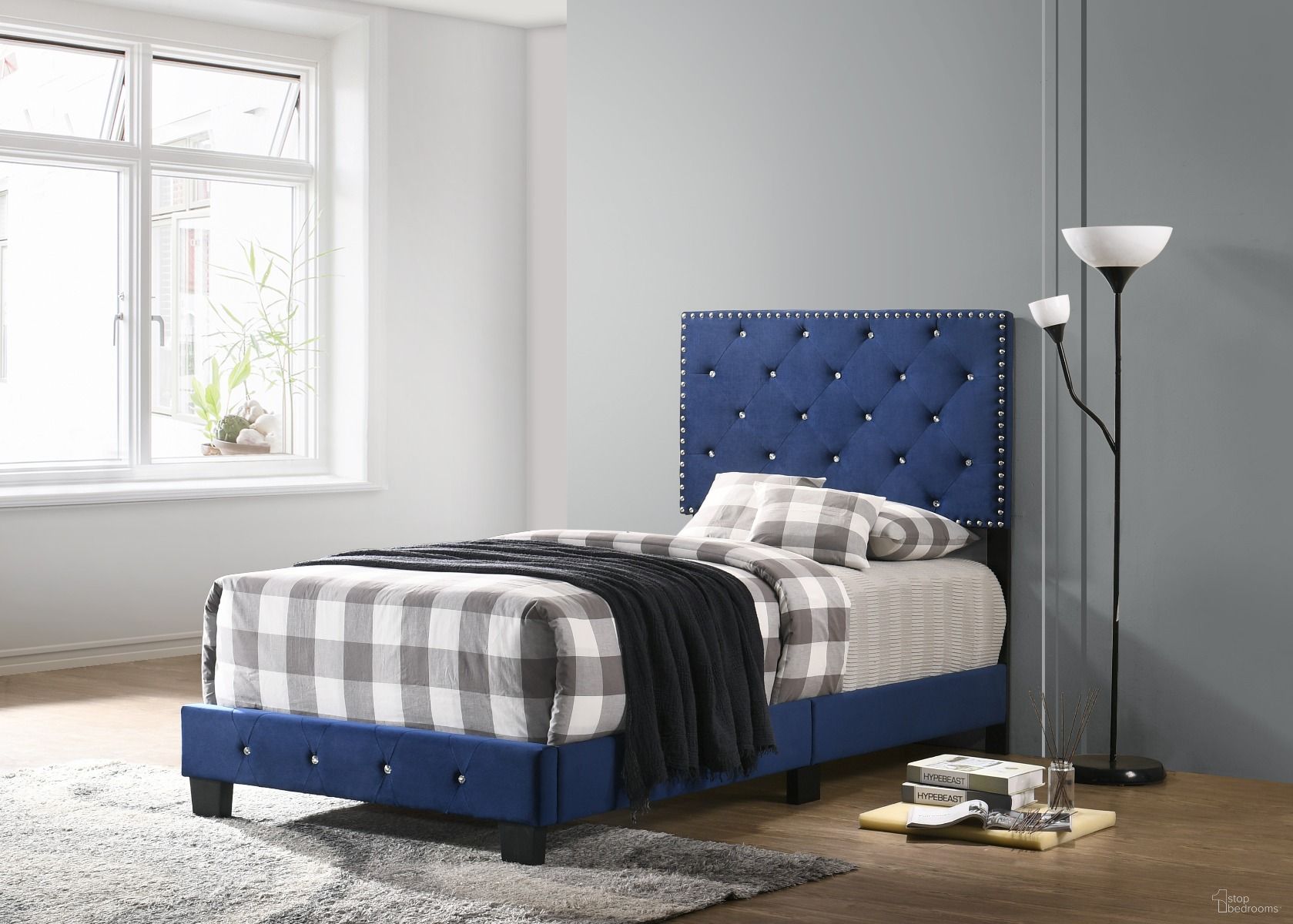 Glory Furniture Suffolk Twin Bed, Navy Blue