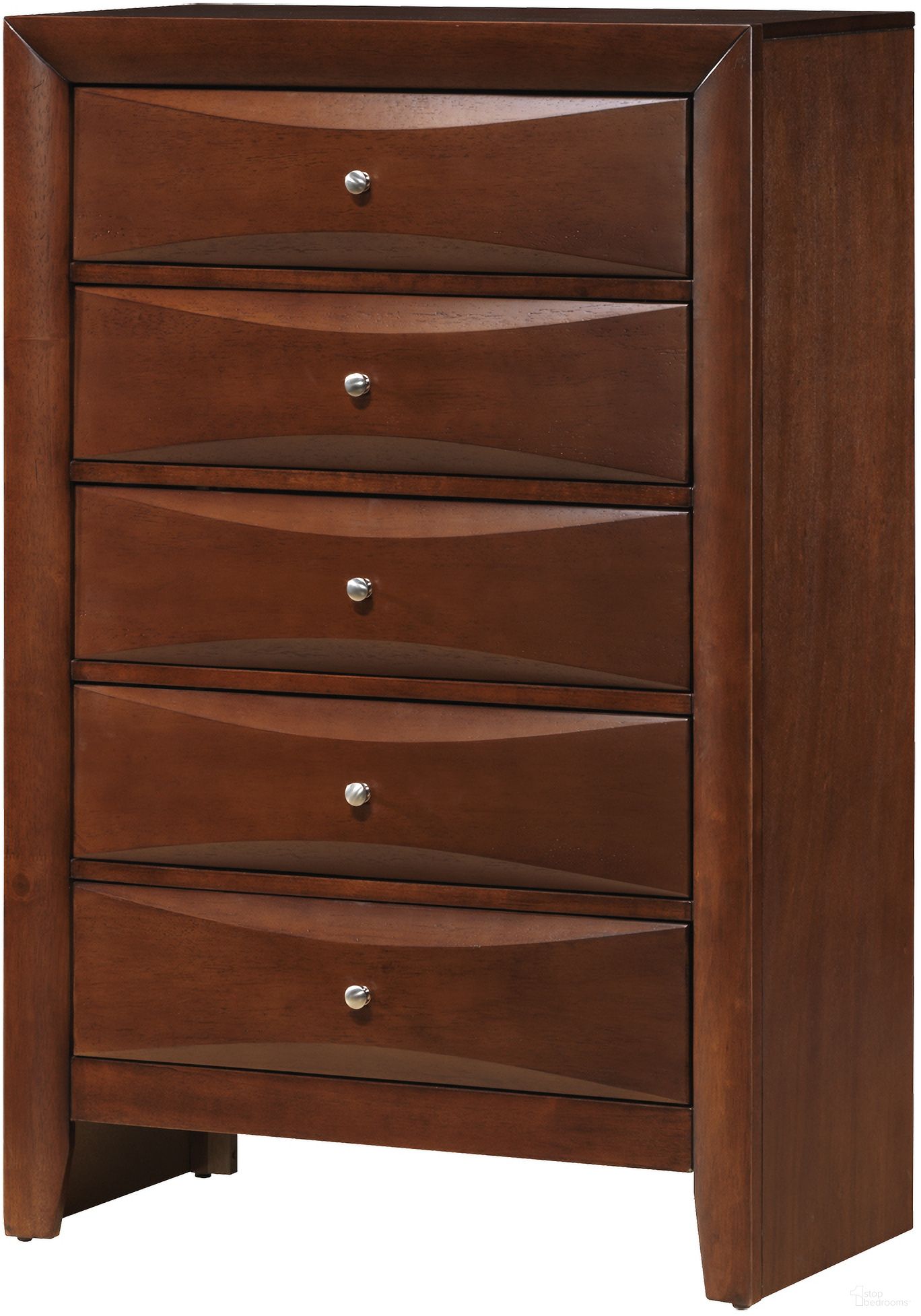 The appearance of Glory Furniture G1550 5 Drawer Chest in Cherry designed by Glory in the traditional interior design. This cherry piece of furniture was selected by 1StopBedrooms from G1550 Collection to add a touch of cosiness and style into your home. Sku: G1550-CH-Chest. Material: Wood.