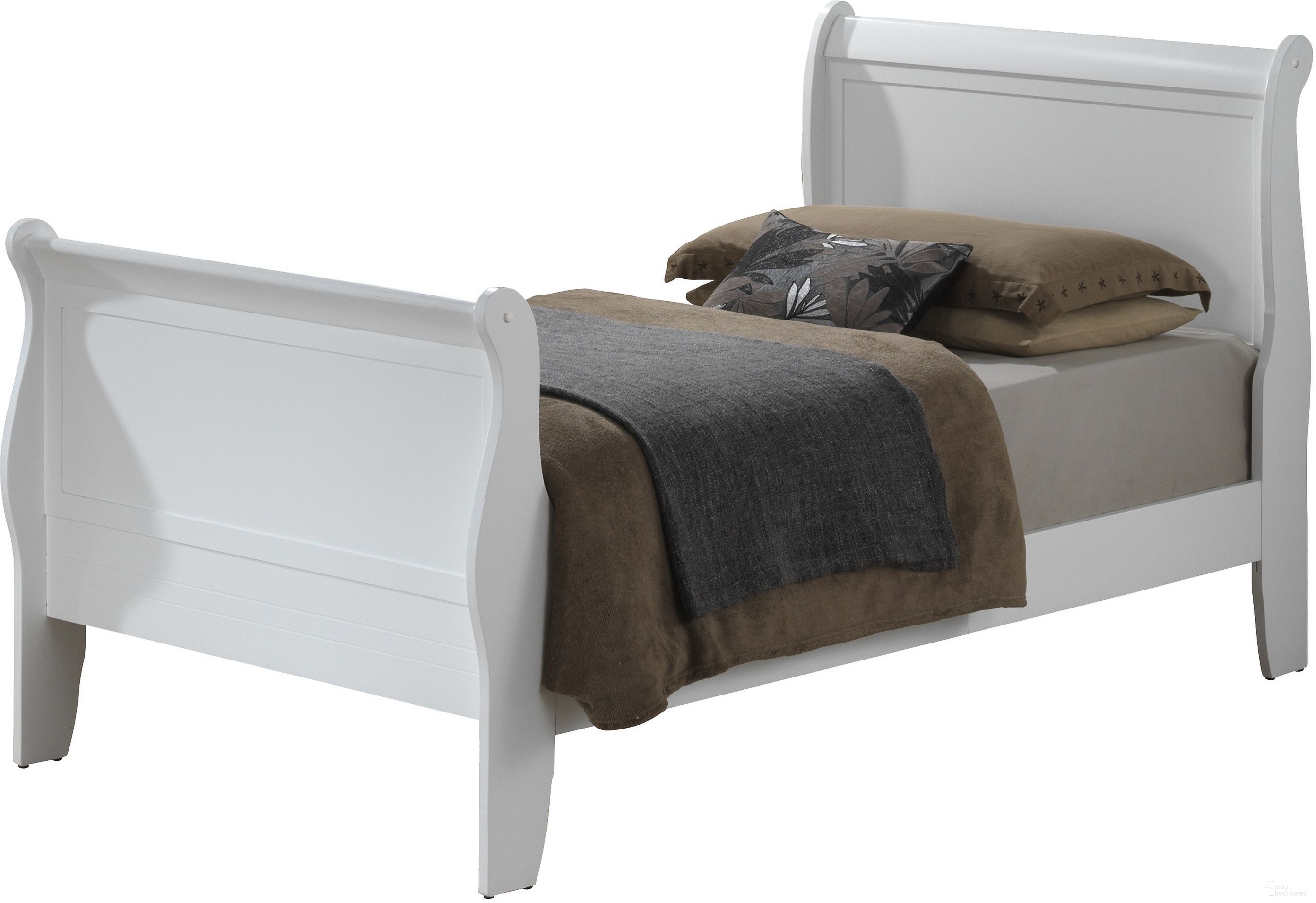 The appearance of Glory Furniture G3190 Twin Bed in White designed by Glory in the traditional interior design. This white piece of furniture  was selected by 1StopBedrooms from G3190 Collection to add a touch of cosiness and style into your home. Sku: G3190A-TB Box 1;G3190A-TB Box 2. Bed Type: Sleigh Bed. Material: Wood. Bed Size: Twin.