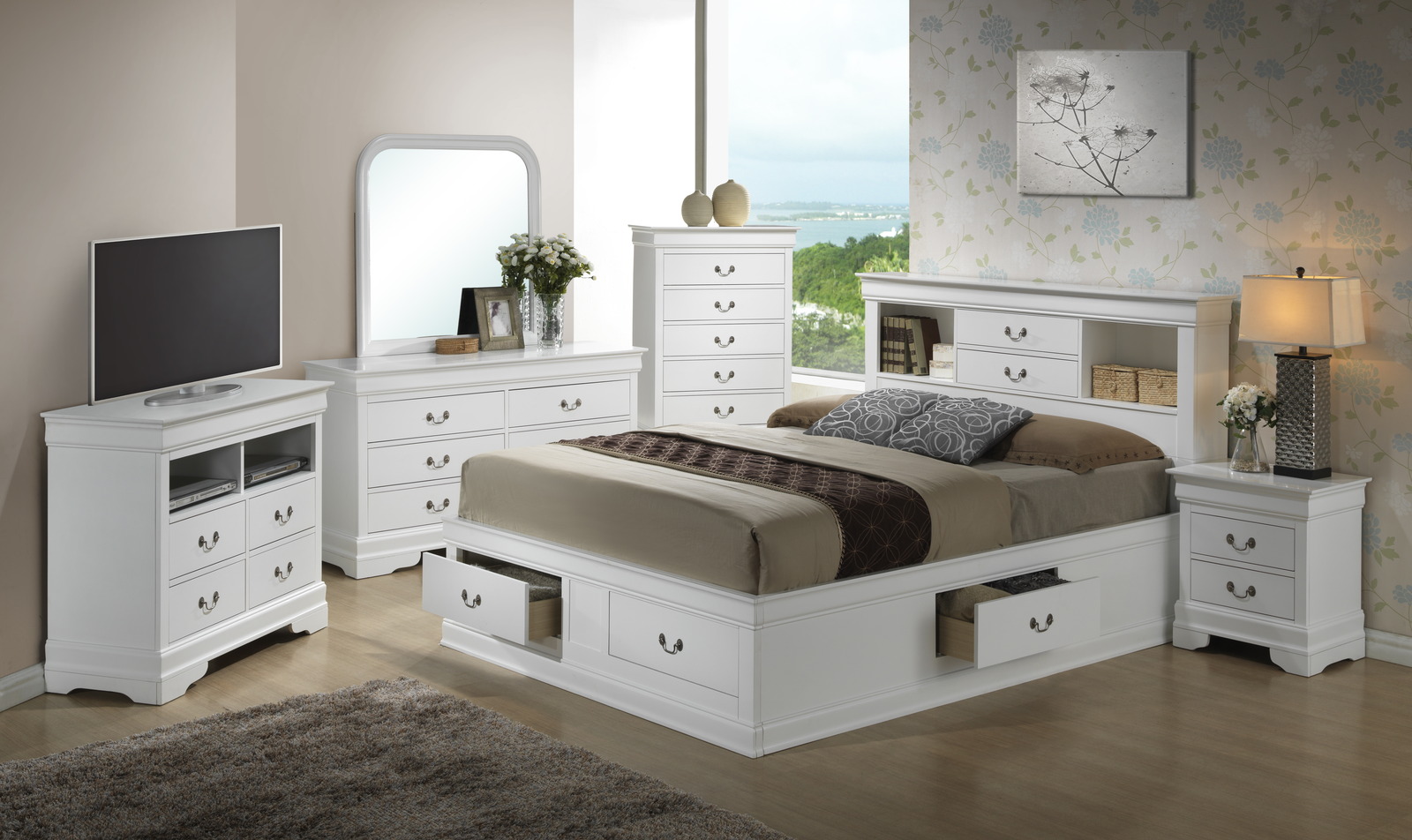 G3190B Bedroom in Pure White by Glory Furniture w/Storage Bed