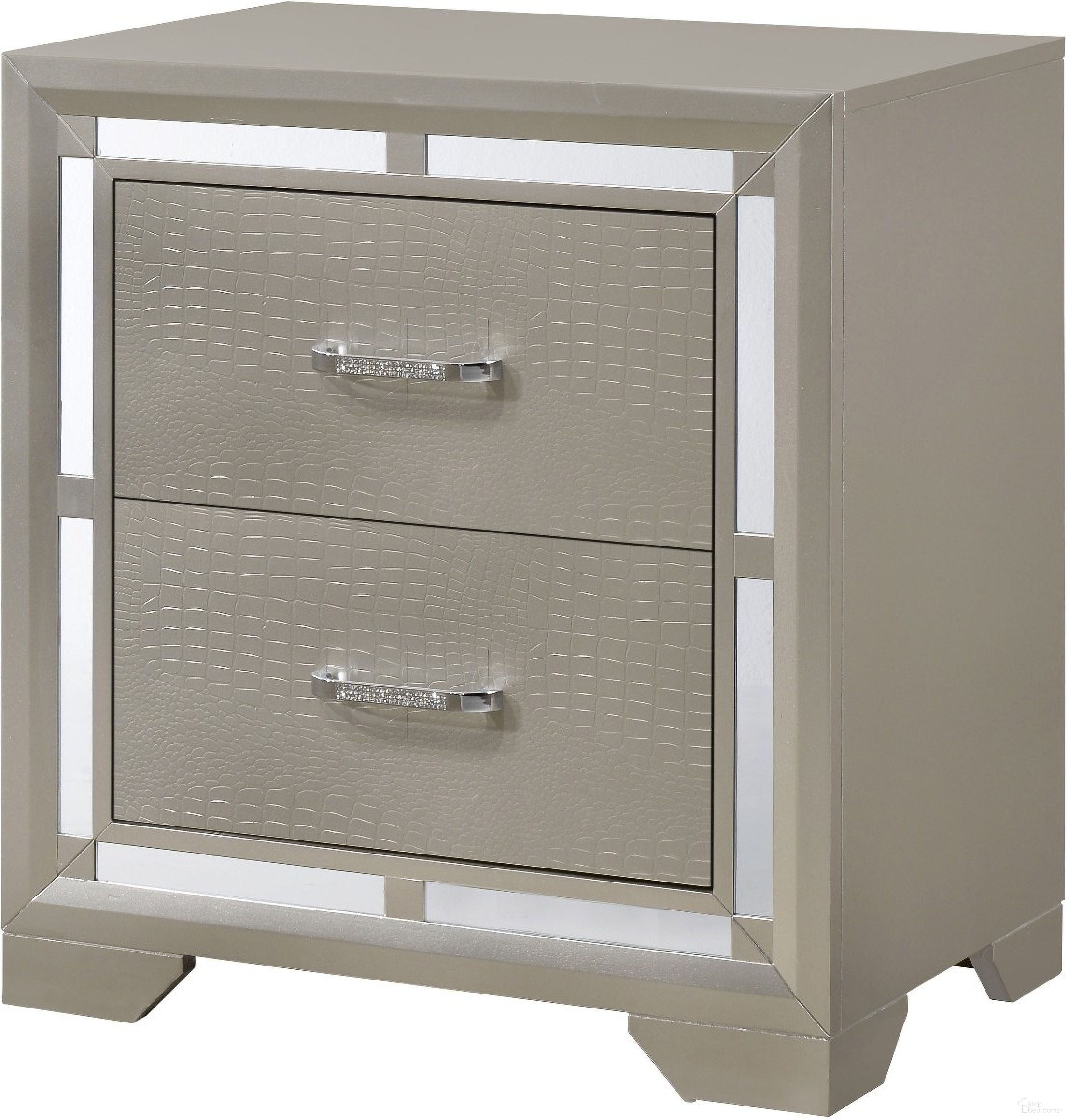 The appearance of Glory Furniture Alana Nightstand, Champagne designed by Glory in the glam interior design. This champagne piece of furniture was selected by 1StopBedrooms from Alana Collection to add a touch of cosiness and style into your home. Sku: G6800-N-Nightstand. Material: Wood.