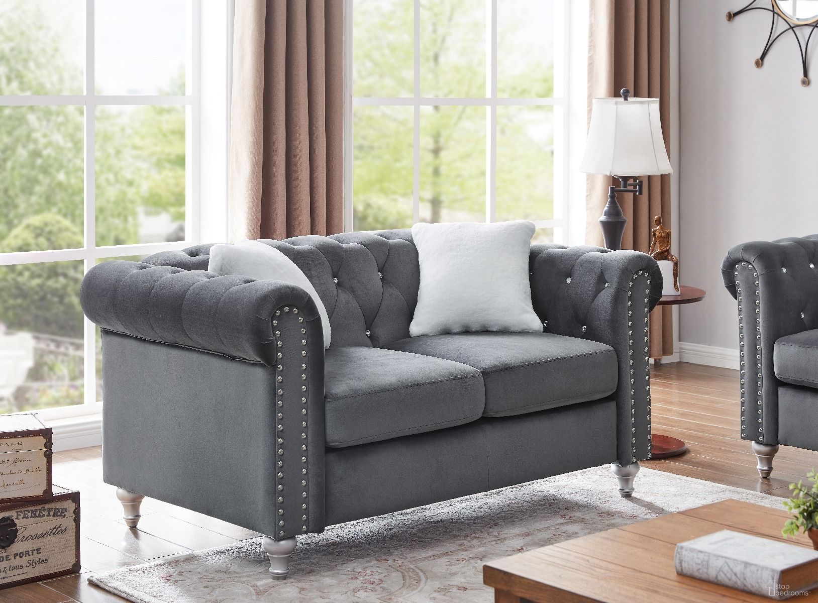 The appearance of Glory Furniture Raisa Loveseat, Gray designed by Glory in the modern / contemporary interior design. This gray piece of furniture was selected by 1StopBedrooms from Raisa Collection to add a touch of cosiness and style into your home. Sku: G860A-L Box 1;G860A-L Box 2. Material: Wood.