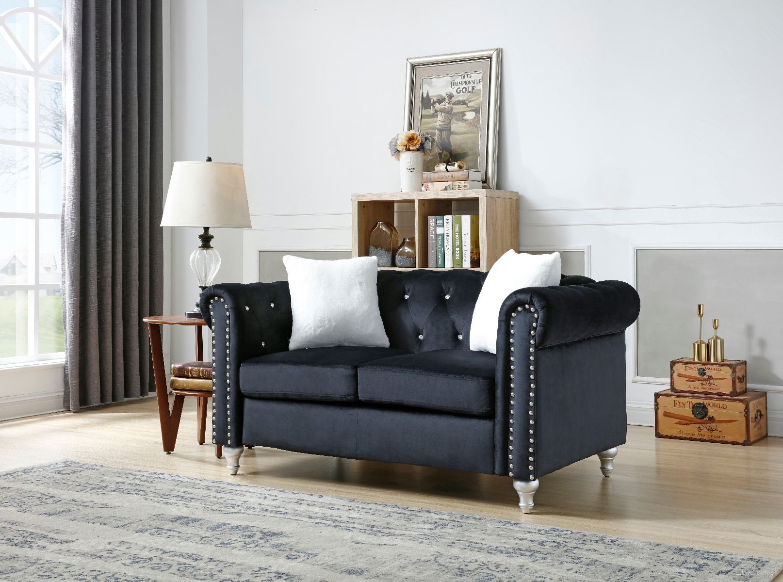 The appearance of Glory Furniture Raisa Loveseat, Black designed by Glory in the modern / contemporary interior design. This black piece of furniture was selected by 1StopBedrooms from Raisa Collection to add a touch of cosiness and style into your home. Sku: G863A-L Box 1;G863A-L Box 2. Material: Wood.