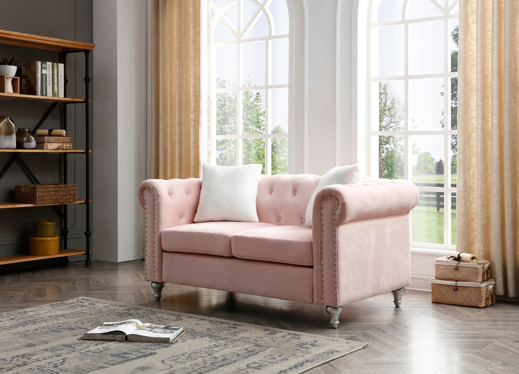 The appearance of Glory Furniture Raisa Loveseat, Pink designed by Glory in the modern / contemporary interior design. This pink piece of furniture was selected by 1StopBedrooms from Raisa Collection to add a touch of cosiness and style into your home. Sku: G864A-L Box 1;G864A-L Box 2. Material: Wood.
