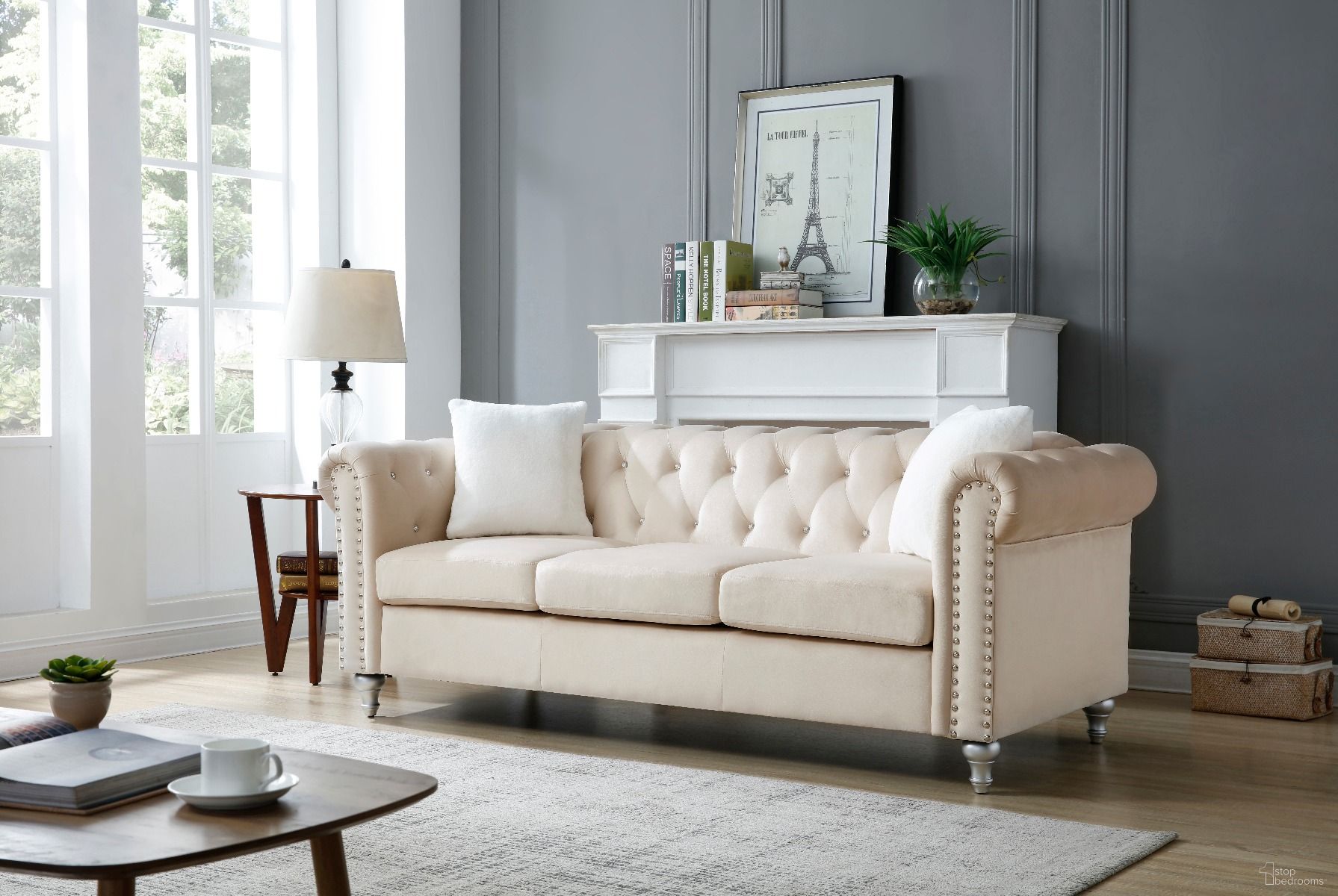 The appearance of Glory Furniture Raisa Sofa, Beige designed by Glory in the modern / contemporary interior design. This beige piece of furniture  was selected by 1StopBedrooms from Raisa Collection to add a touch of cosiness and style into your home. Sku: G867A-S Box 1;G867A-S Box 2. Material: Wood.