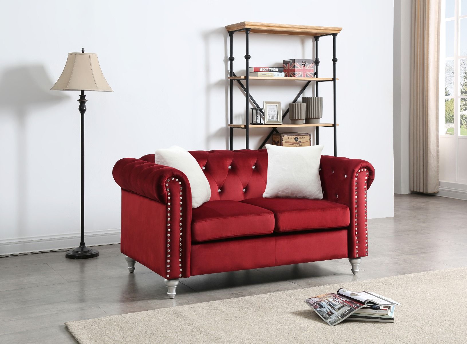 The appearance of Glory Furniture Raisa Loveseat, Burgundy designed by Glory in the modern / contemporary interior design. This burgundy piece of furniture  was selected by 1StopBedrooms from Raisa Collection to add a touch of cosiness and style into your home. Sku: G869A-L Box 1;G869A-L Box 2. Material: Wood.