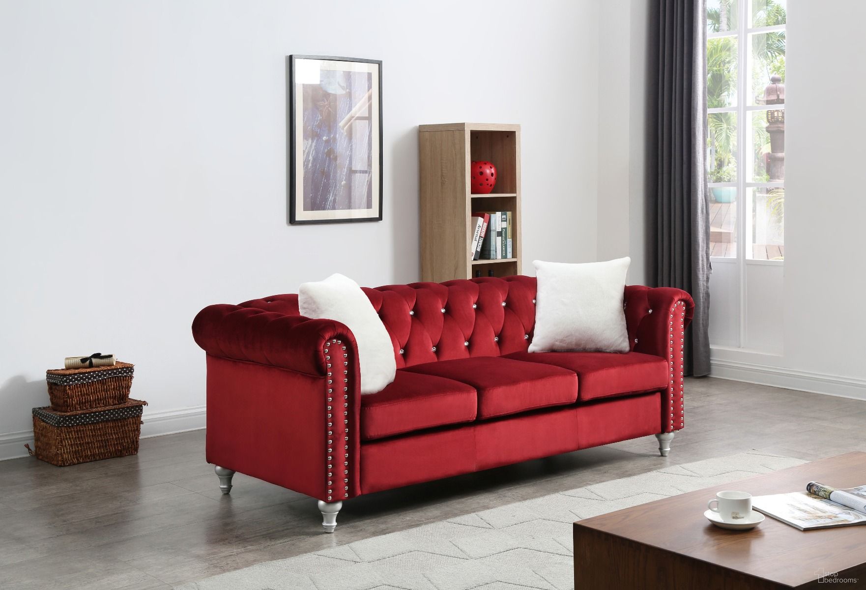 The appearance of Glory Furniture Raisa Sofa, Burgundy designed by Glory in the modern / contemporary interior design. This burgundy piece of furniture was selected by 1StopBedrooms from Raisa Collection to add a touch of cosiness and style into your home. Sku: G869A-S Box 1;G869A-S Box 2. Material: Wood.
