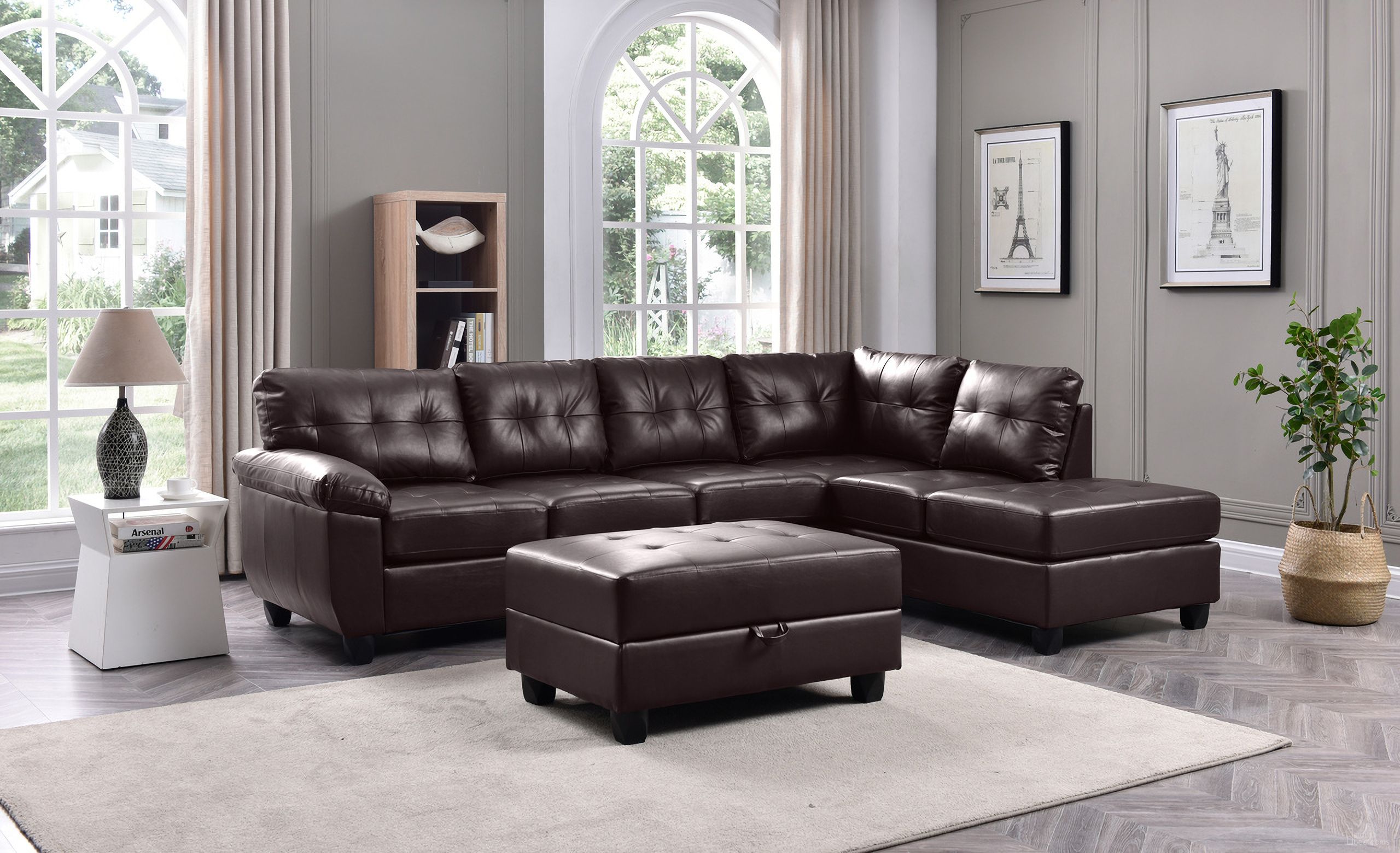 The appearance of G905 Reversible Sectional (Cappuccino) designed by Glory in the transitional interior design. This cappuccino piece of furniture  was selected by 1StopBedrooms from G905 Collection to add a touch of cosiness and style into your home. Sku: G905B-SC Box 1;G905B-SC Box 2;G905B-SC Box 3. Material: Faux Leather. Layout: L-Shape.