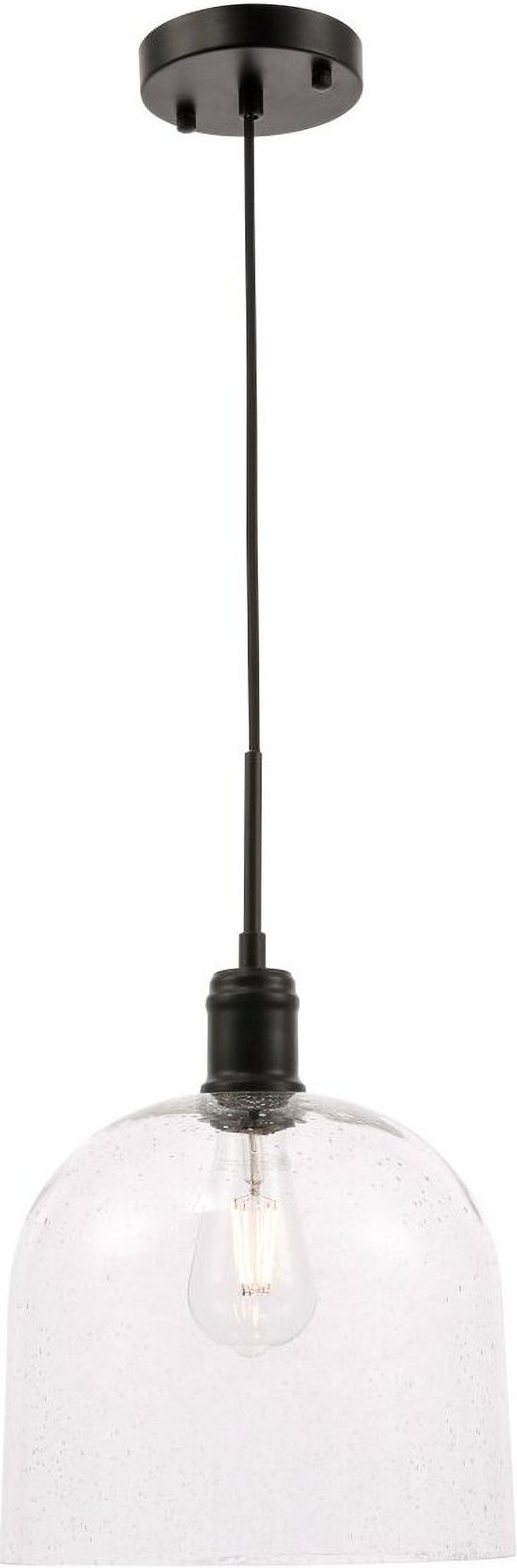 Gabe 1 Light Black And Clear Seeded Glass Pendant LD6213BK