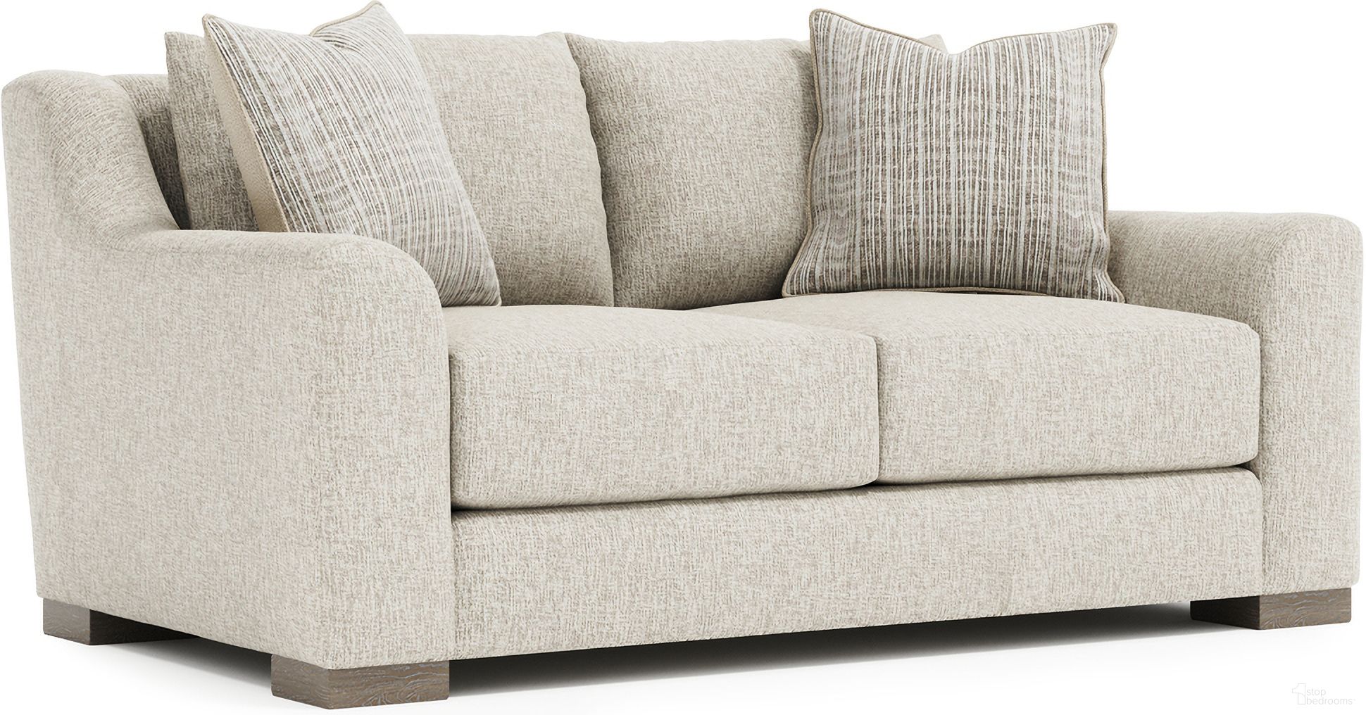 The appearance of Gabi Fabric Loveseat In Beige designed by Bernhardt in the transitional interior design. This beige piece of furniture  was selected by 1StopBedrooms from Plush Collection to add a touch of cosiness and style into your home. Sku: P7085A. Material: Fabric.