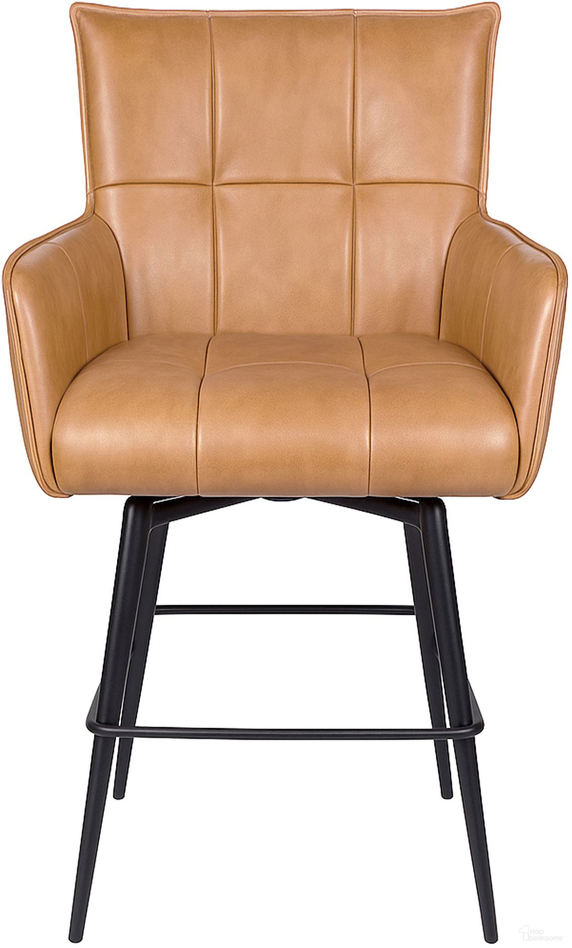 Gabriel Genuine Leather Counter Swivel Chair In Caramel