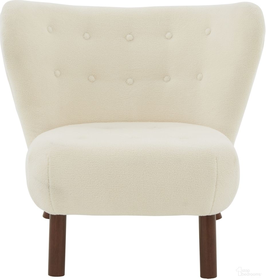 Gabriel Modern Wingback Chair In Ivory and Dark Brown