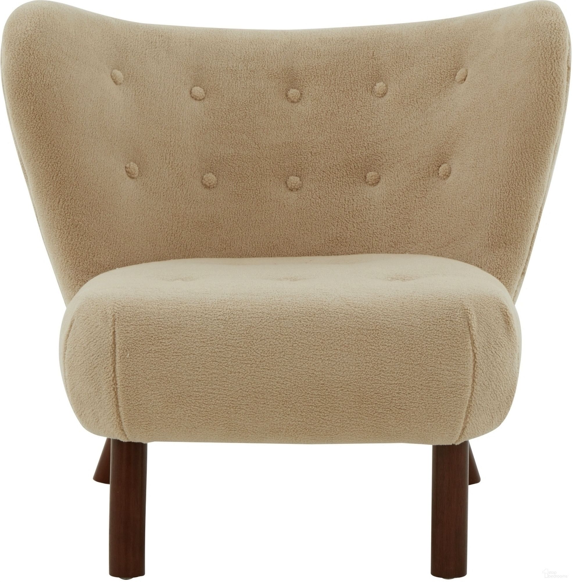 The appearance of Gabriel Modern Wingback Chair In Tan and Dark Brown designed by Safavieh Couture in the modern / contemporary interior design. This tan and dark brown piece of furniture  was selected by 1StopBedrooms from Gabriel Collection to add a touch of cosiness and style into your home. Sku: SFV4818B. Material: Plywood.
