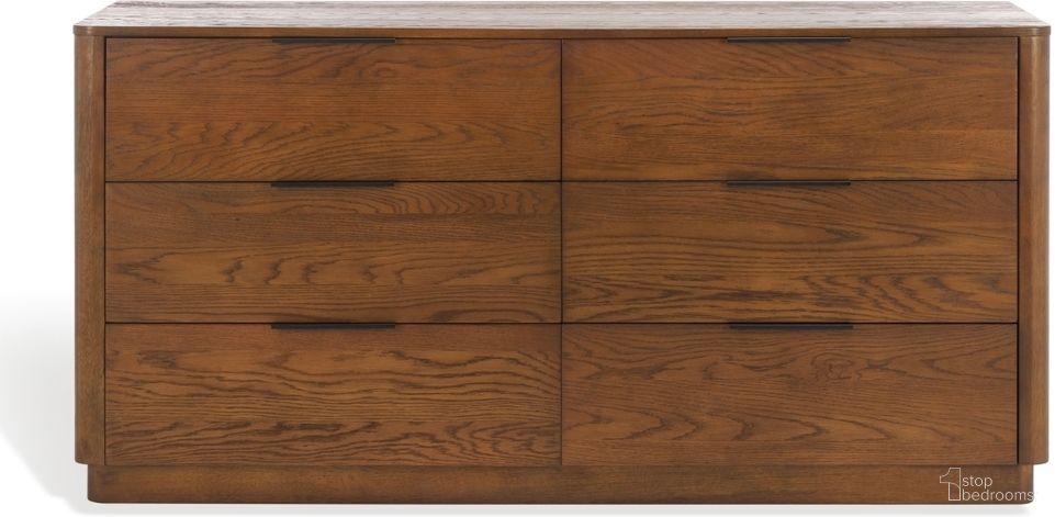 The appearance of Gabrietta 6 Drawer Wood Dresser In Black and Medium Oak designed by Safavieh Couture in the modern / contemporary interior design. This black and medium oak piece of furniture was selected by 1StopBedrooms from Gabrietta Collection to add a touch of cosiness and style into your home. Sku: SFV2141C. Material: Wood.