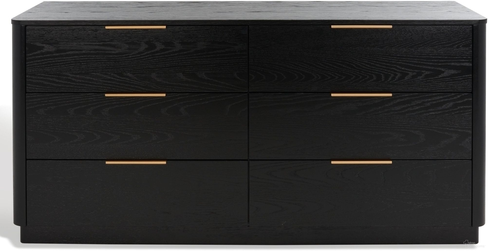 The appearance of Gabrietta 6 Drawer Wood Dresser In Black and Gold designed by Safavieh Couture in the modern / contemporary interior design. This black piece of furniture was selected by 1StopBedrooms from Gabrietta Collection to add a touch of cosiness and style into your home. Sku: SFV2141B. Material: Wood.