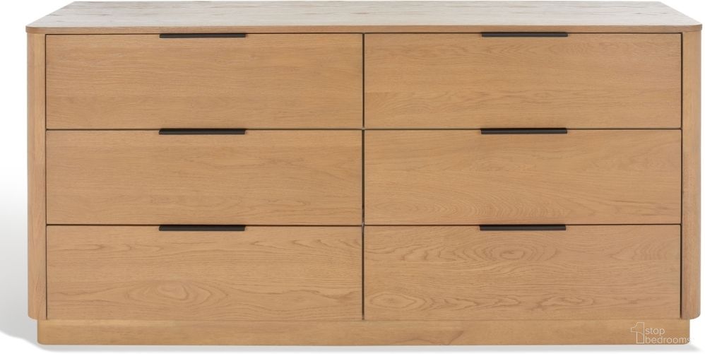 The appearance of Gabrietta 6 Drawer Wood Dresser In Natural and Black designed by Safavieh Couture in the modern / contemporary interior design. This natural piece of furniture was selected by 1StopBedrooms from Gabrietta Collection to add a touch of cosiness and style into your home. Sku: SFV2141A. Material: Wood.