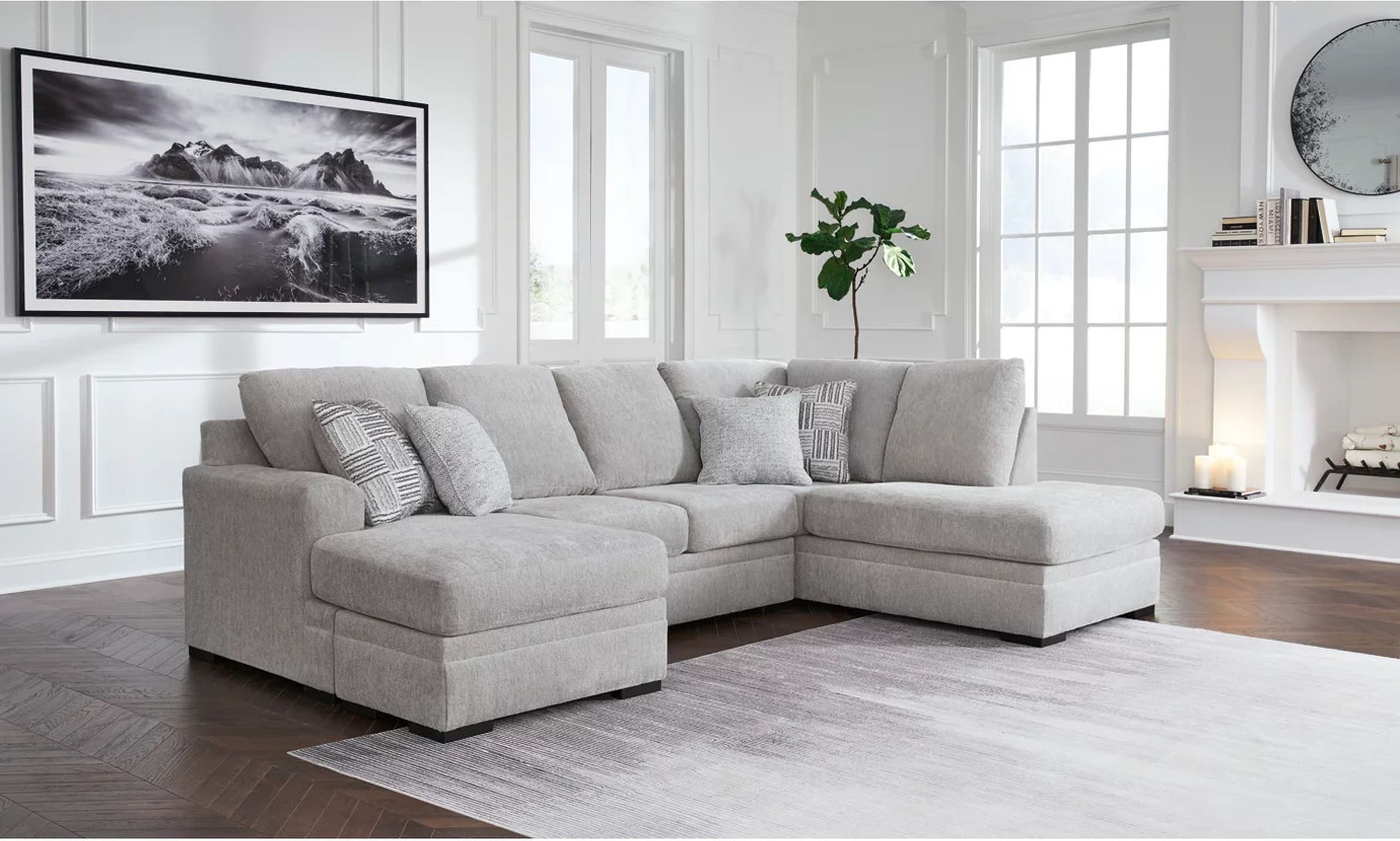 The appearance of Gabyleigh 2-Piece Sectional With RAF Chaise In Nickel designed by Signature Design by Ashley in the modern / contemporary interior design. This nickel piece of furniture  was selected by 1StopBedrooms from Gabyleigh Collection to add a touch of cosiness and style into your home. Sku: 2090402;2090417. Material: Polyester.