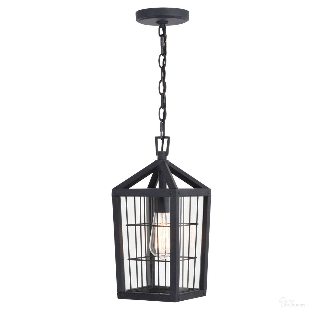 The appearance of Gage 7 Inch Outdoor Pendant In Volcanic Black designed by Vaxcel in the country / farmhouse interior design. This volcanic black piece of furniture was selected by 1StopBedrooms from Gage Collection to add a touch of cosiness and style into your home. Sku: T0590. Material: Aluminum.