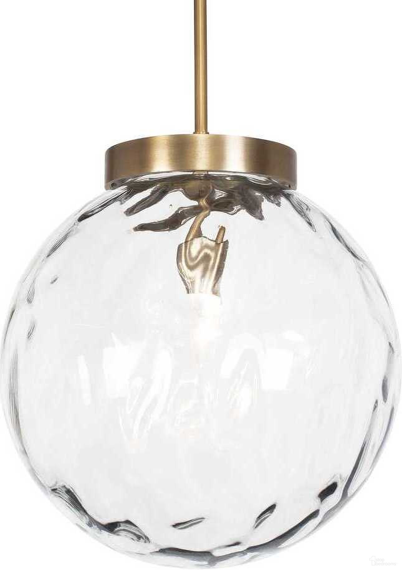 The appearance of Gaia 1 Light Watered Glass Pendant In Brass designed by Uttermost in the coastal interior design. This brass piece of furniture  was selected by 1StopBedrooms from Gaia Collection to add a touch of cosiness and style into your home. Sku: 21622. Material: Glass.