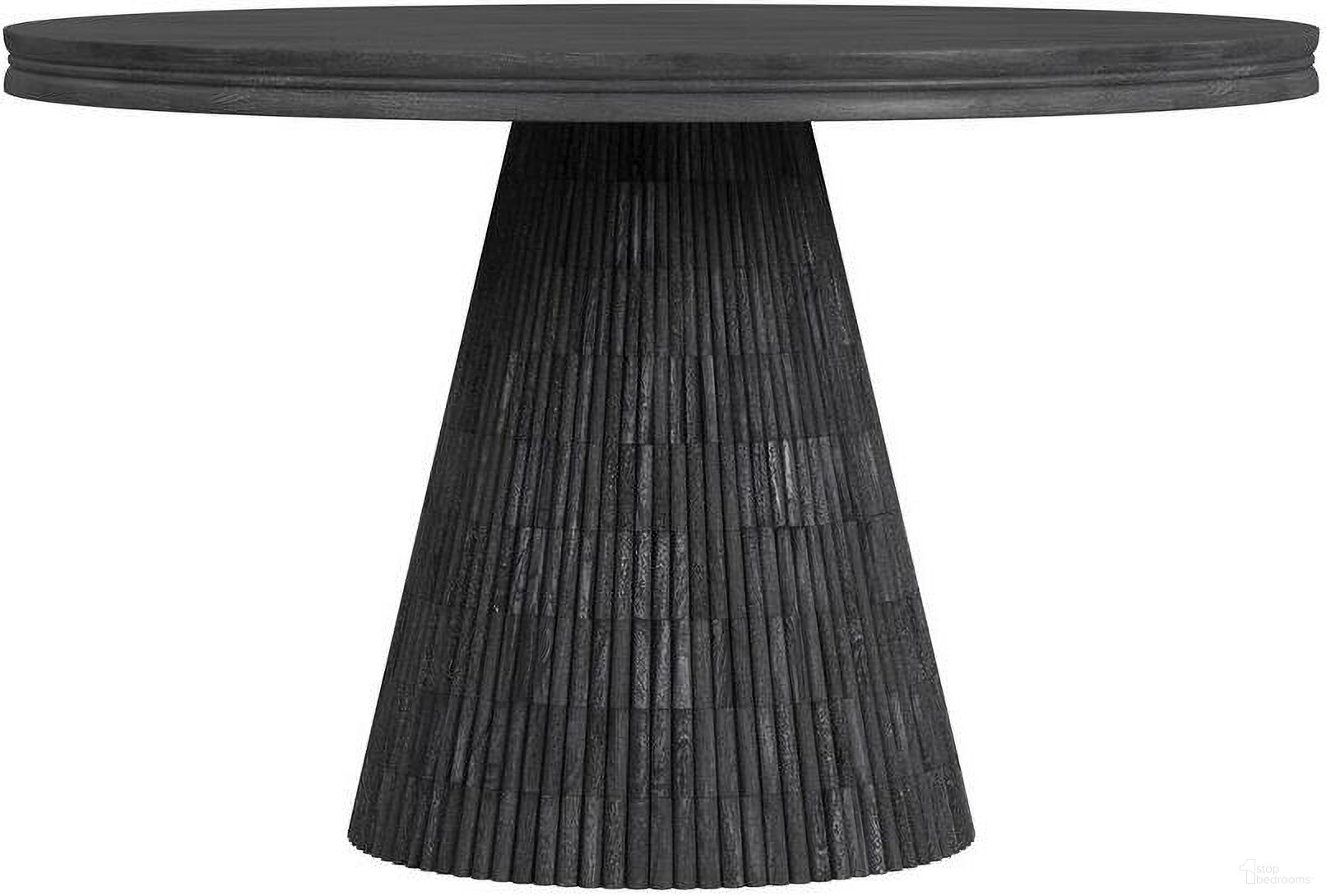 The appearance of Gaines Dining Table In Black designed by Bassett Mirror Company in the modern / contemporary interior design. This black piece of furniture  was selected by 1StopBedrooms from Gaines Collection to add a touch of cosiness and style into your home. Sku: 8125-DR-700B;8125-DR-700T. Table Base Style: Pedestal. Table Top Shape: Oval. Material: Wood. Size: 48".