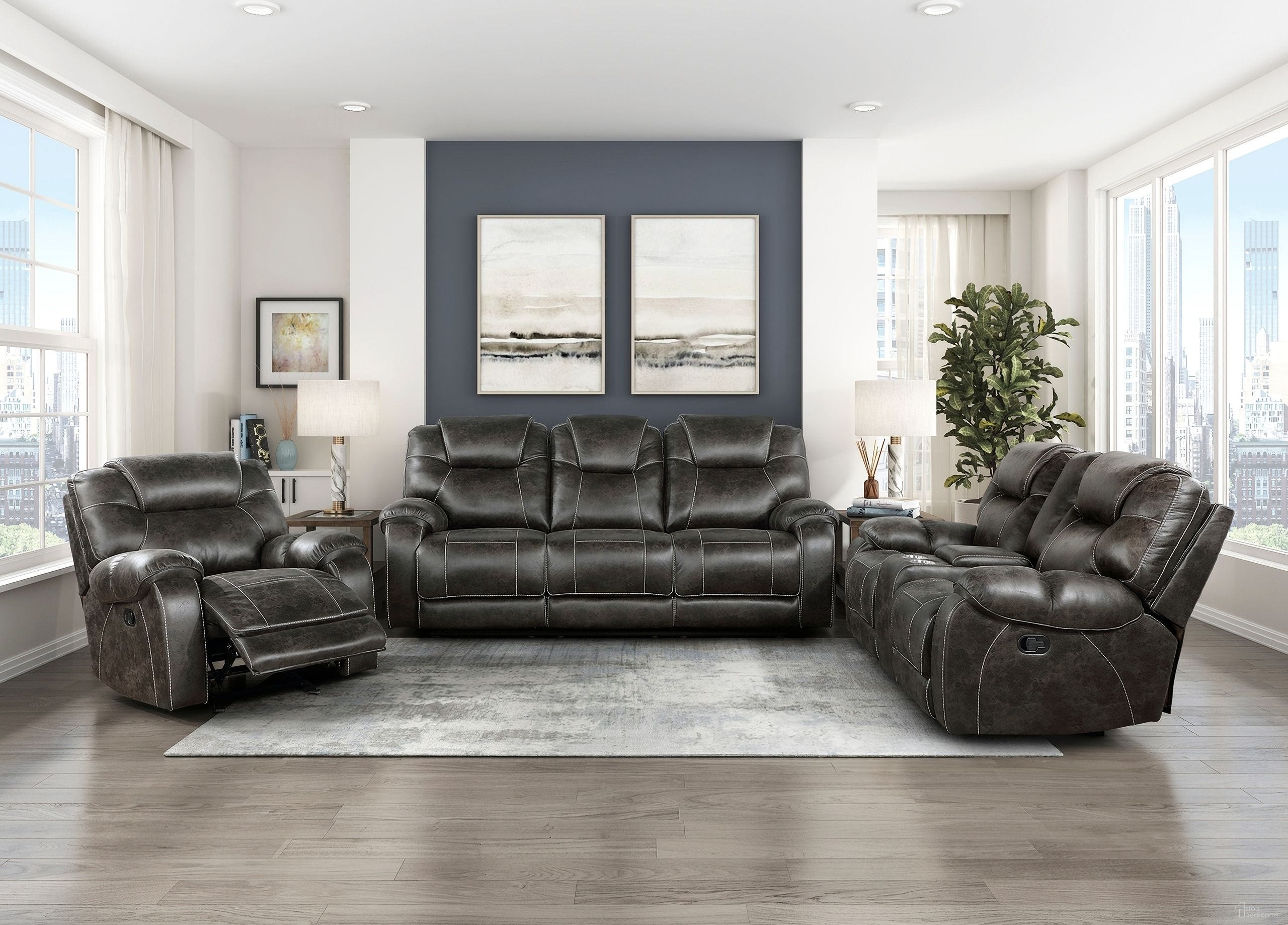 The appearance of Gainesville Double Reclining Living Room Set In Brown designed by Homelegance in the transitional interior design. This brown piece of furniture was selected by 1StopBedrooms from Gainesville Collection to add a touch of cosiness and style into your home. Sku: 8560PM-3;8560PM-2. Material: Microfiber.