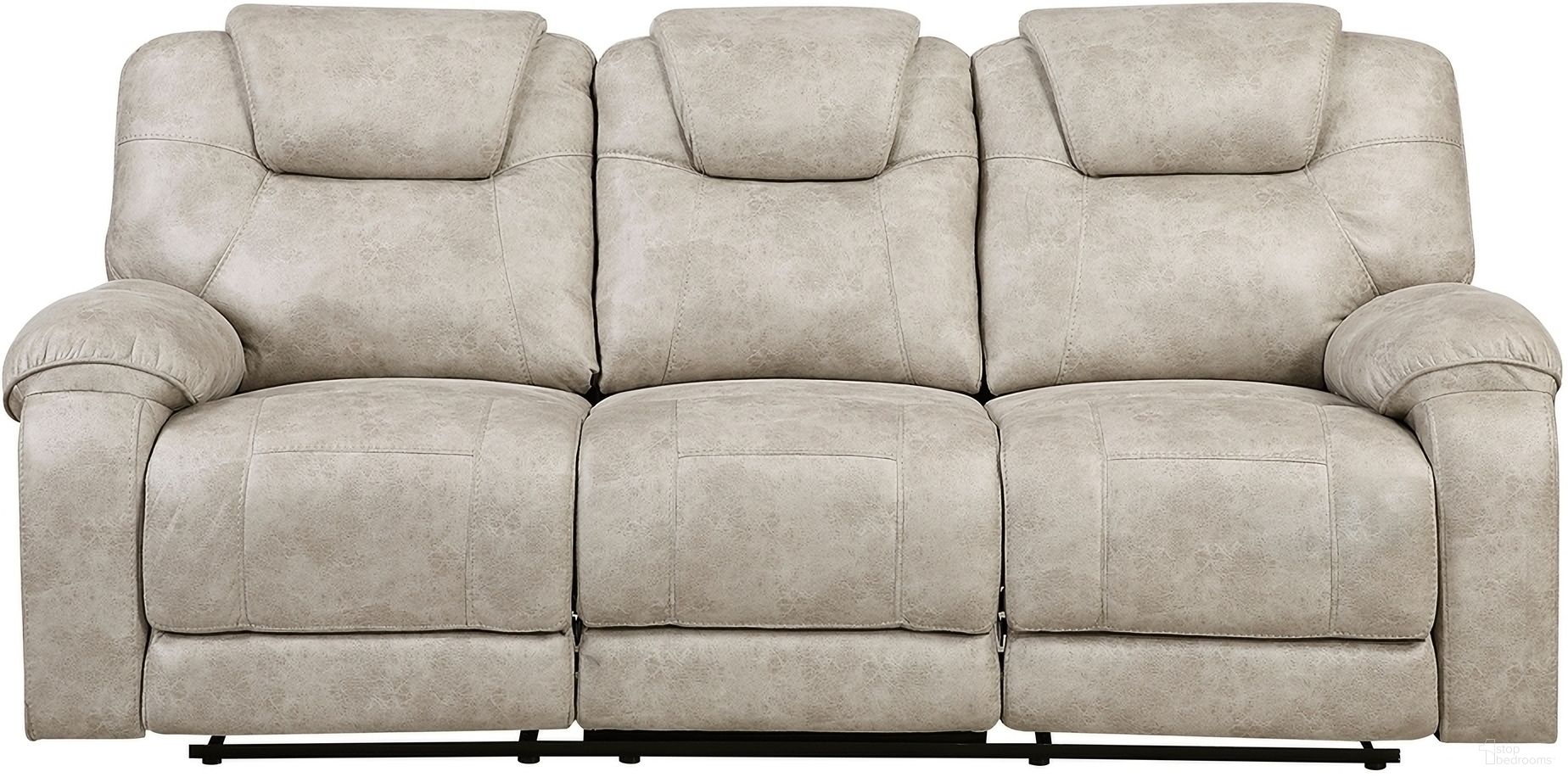 The appearance of Gainesville Double Reclining Sofa In Beige designed by Homelegance in the transitional interior design. This beige piece of furniture was selected by 1StopBedrooms from Gainesville Collection to add a touch of cosiness and style into your home. Sku: 8560PT-3. Material: Microfiber.